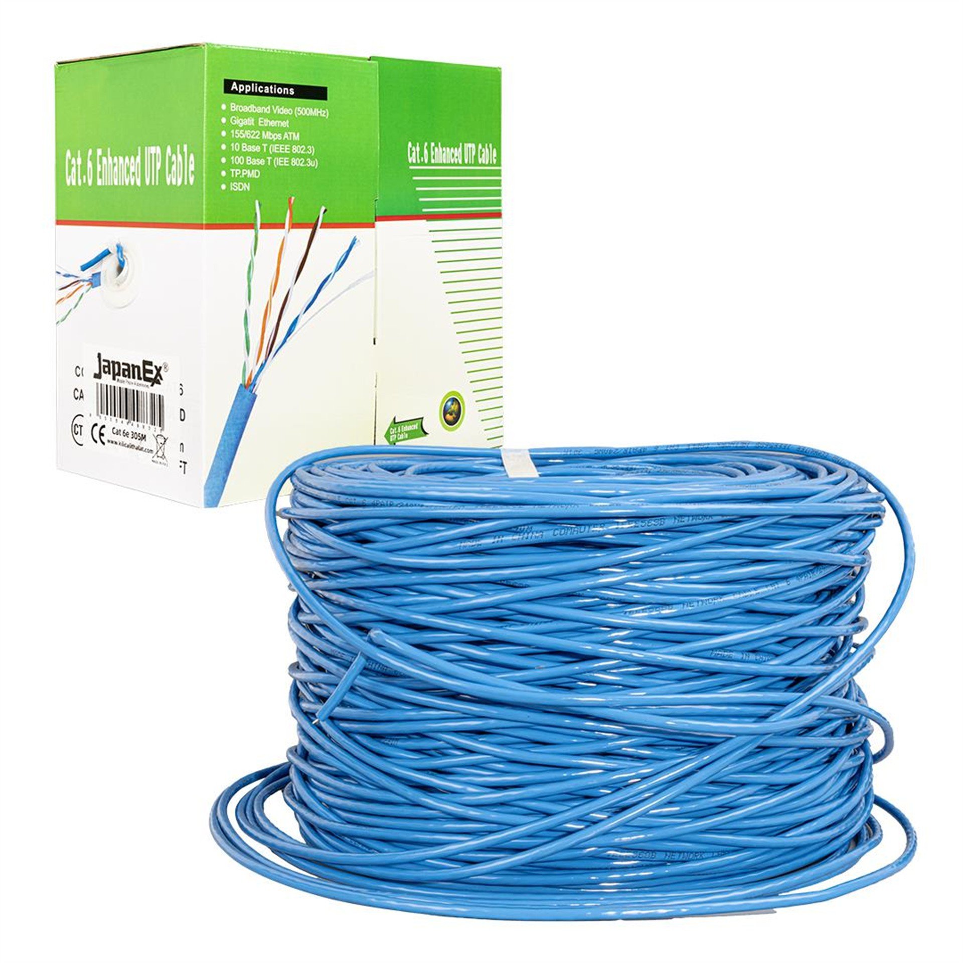 Japanex Japanex 25 AWG 305 Metre Mavi̇ Cat6 Kablo - Cat5 Cat6 Cat7 Cat8 Kablo