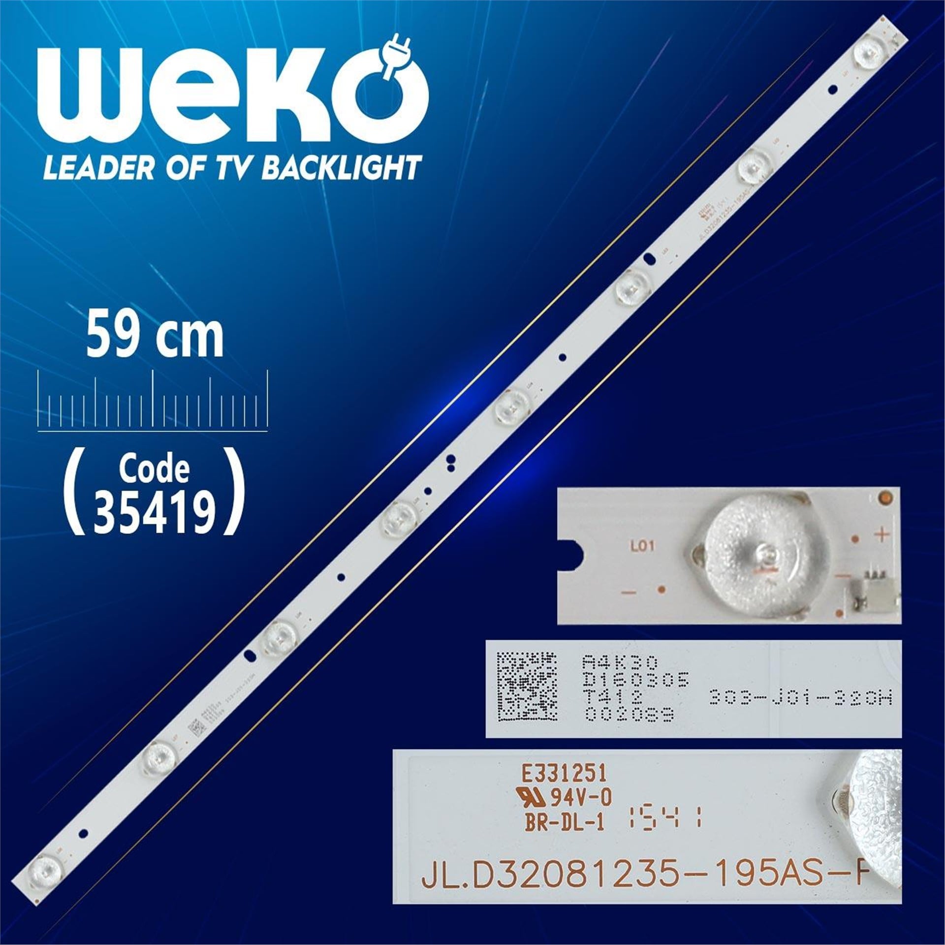 Weko JL.D32081235-195AS-F-A1 - 303-J0*1-320H - 8 Ledli - ( 59 Cm ) - (WK-314) Tv Led Bar - Tv Led Bar