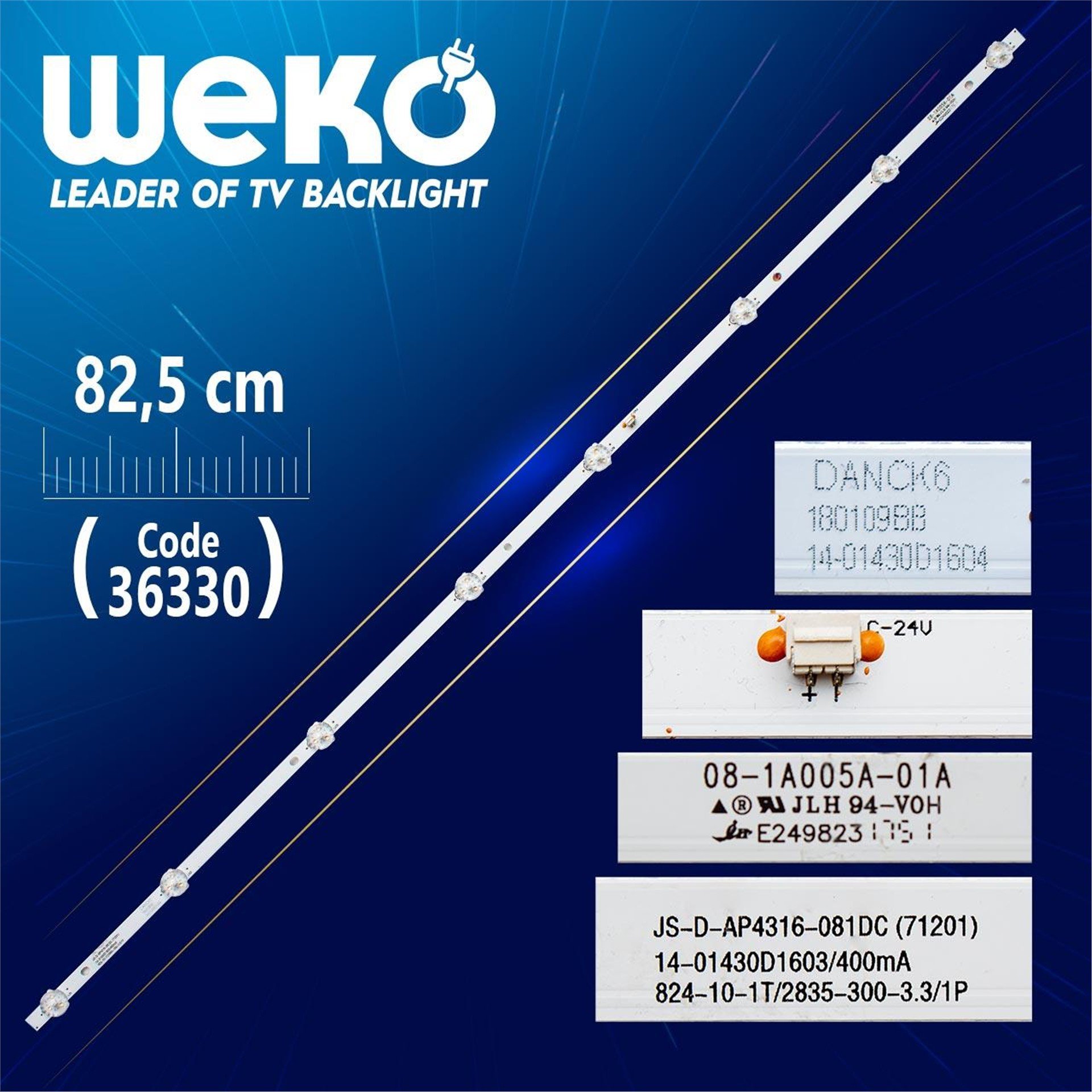 Weko JS-D-AP4316-091DC - 8 Ledli (82,50 Cm) - Tv Led Bar - Tv Led Bar