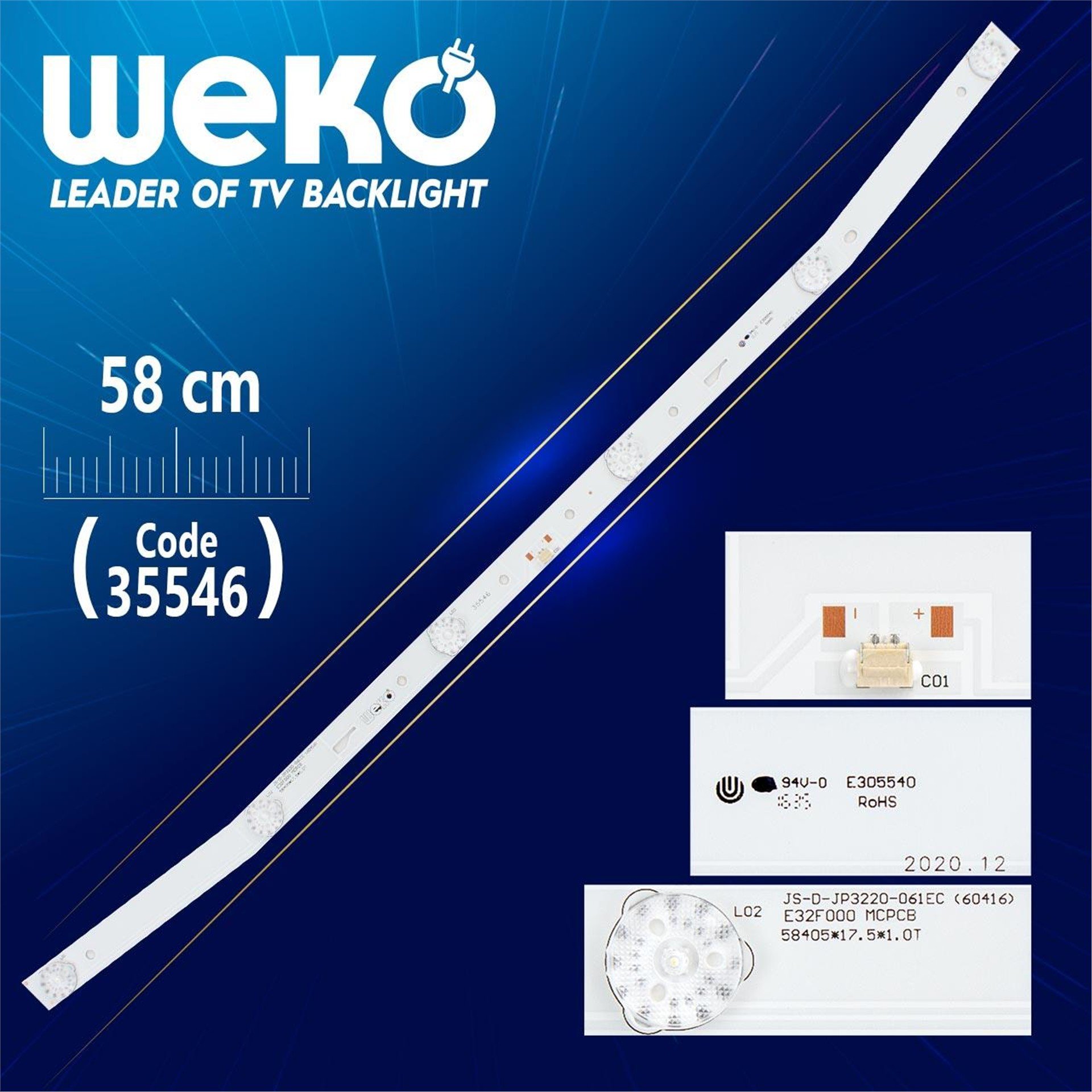 Weko JS-D-JP3220-061EC(60416) E32F2000 MCPCB 584.51*17.5*1.0T - 58 Cm 6 Ledli - WK-1075 Tv Led Bar - Tv Led Bar