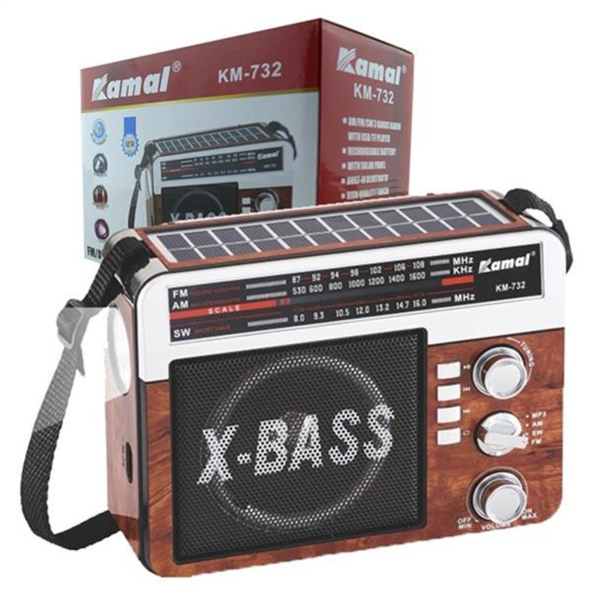 Kamal Kamal Km-732 Usb/Sd/Bluetooth Destekli Solarlı Mp3 Çalar Radyo - Taşınabilir Radyo