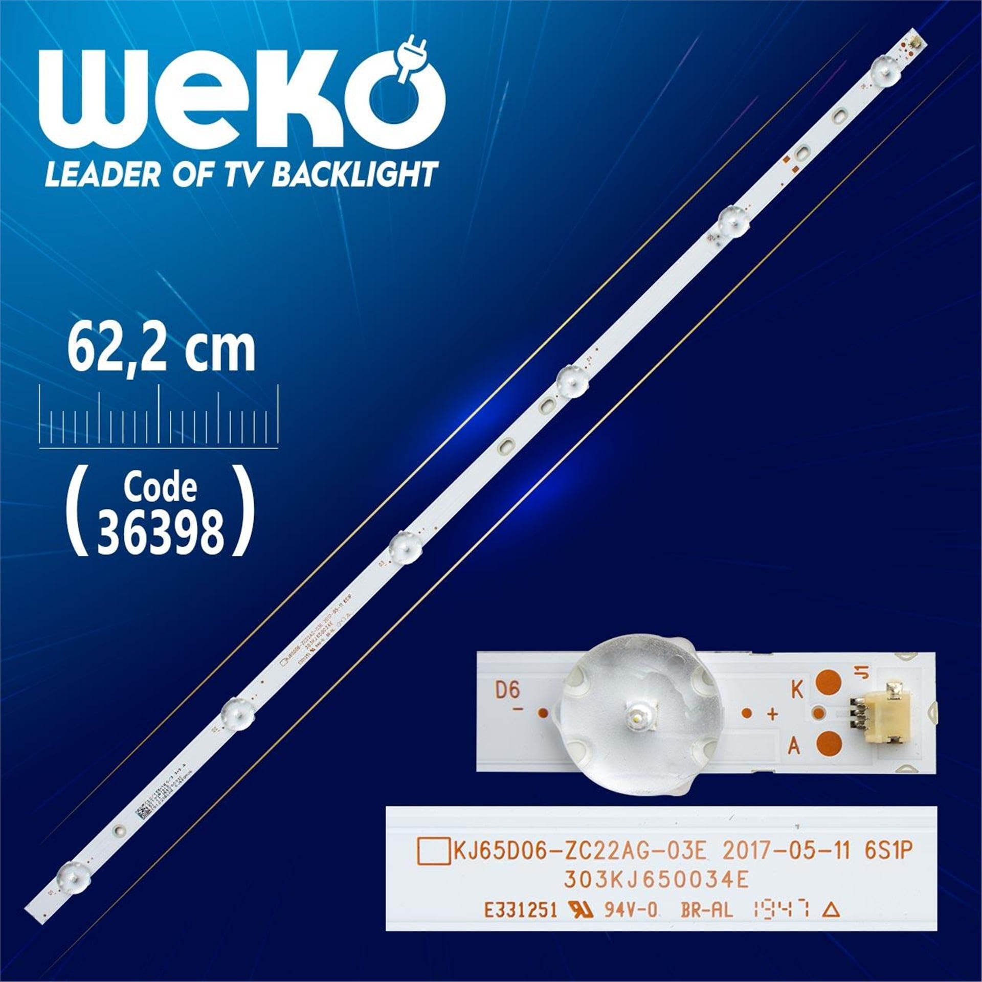 Weko KJ65D06-ZC22AG-03E 6S1P 303KJ650034E 6 Ledli 62.2 Cm Tv Led Bar - Tv Led Bar
