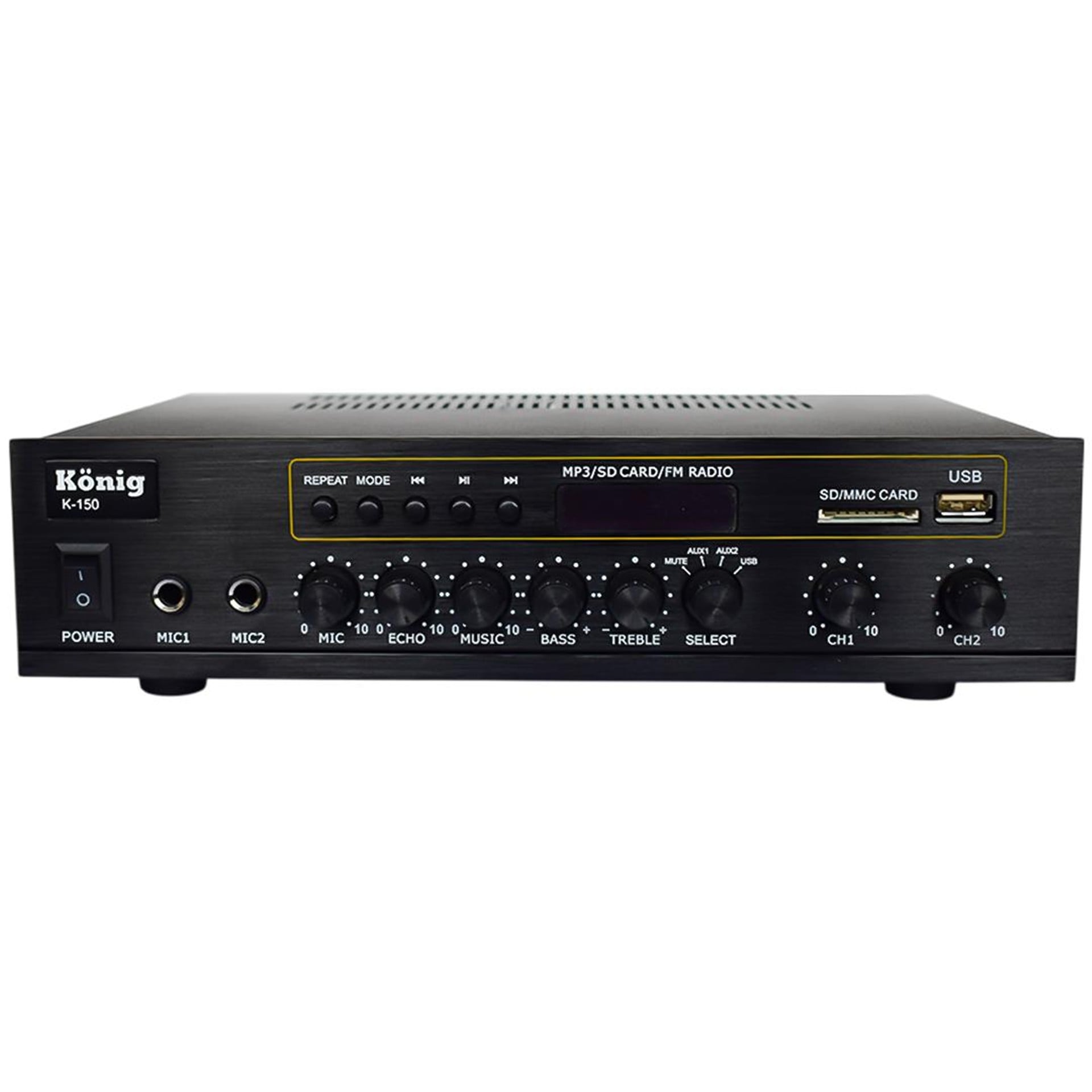 König König K-150 - 2X80 Watt Usb/Bluetooth/2 Mikrofon Girişli Trafosuz Anfi - Seslendirme Amfileri