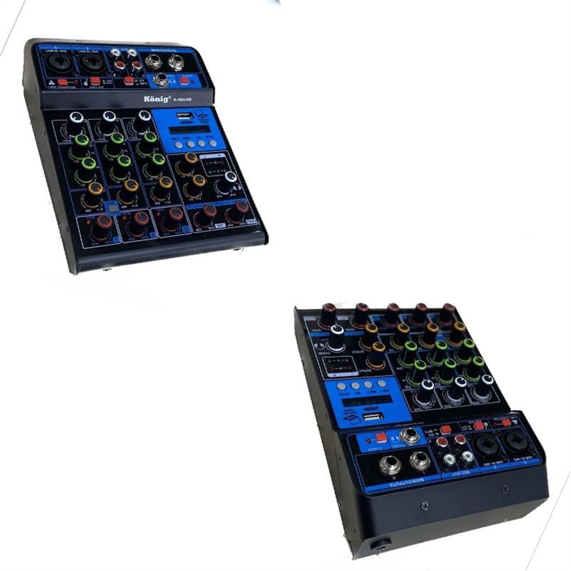 König König K-400 USB Bluetooth Delay Repeat 4 Kanal 48V Phantom Mixer-Konsol - Seslendirme Mixerleri