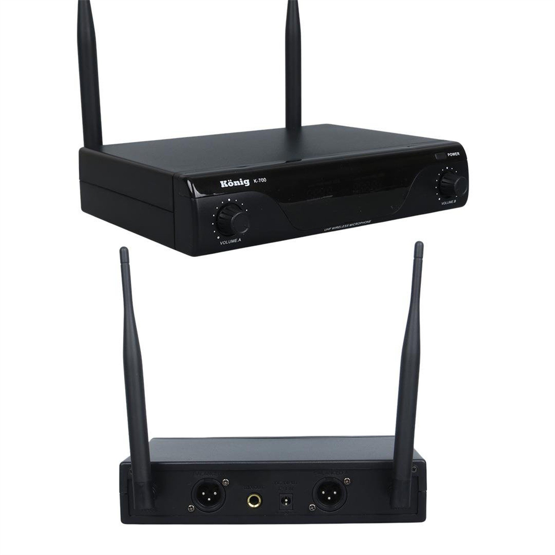 König König K-700 E-E Profesyonel 663-694Mhz 2 El 2 Kanal Uhf 2X50 Kablosuz Telsiz Mikrofon - Kablosuz Mikrofonlar