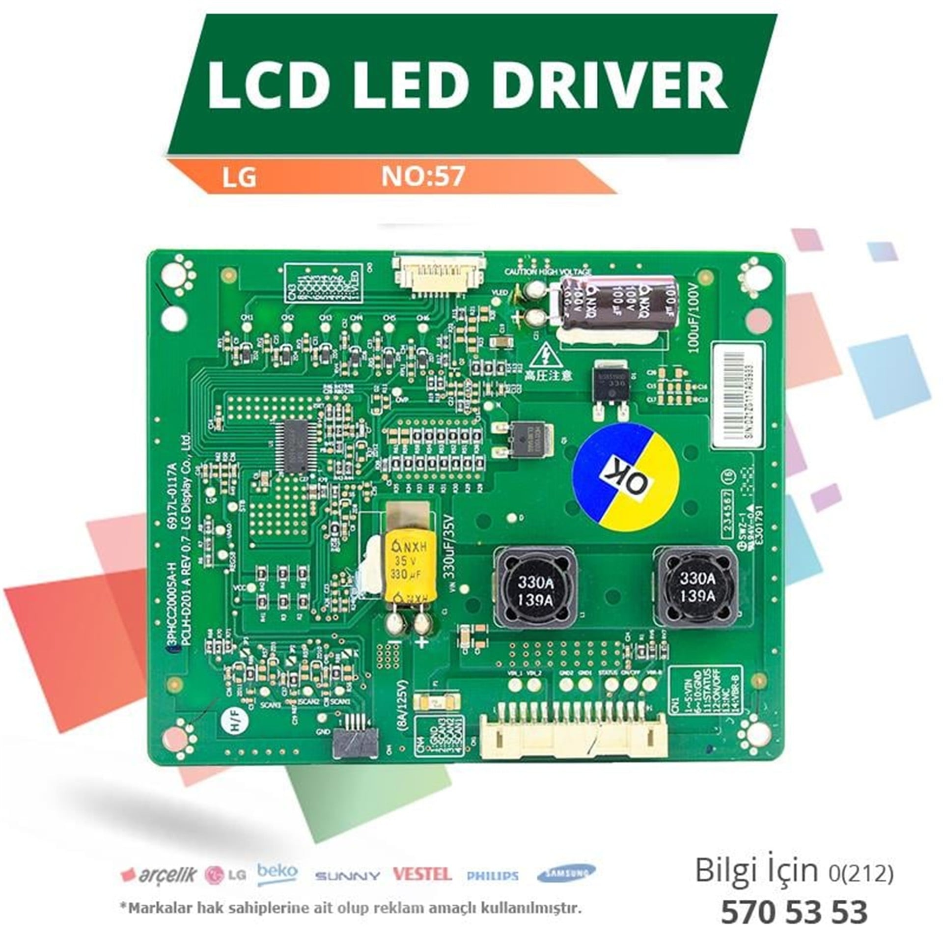 LG Lcd Led Drıver Lg (6917L-0117A,3Phcc20005a-H Rev0.7,Pclh-D201 A Rev0.7) (Lc470eun Sp F1) (No:57) - LCD Driver