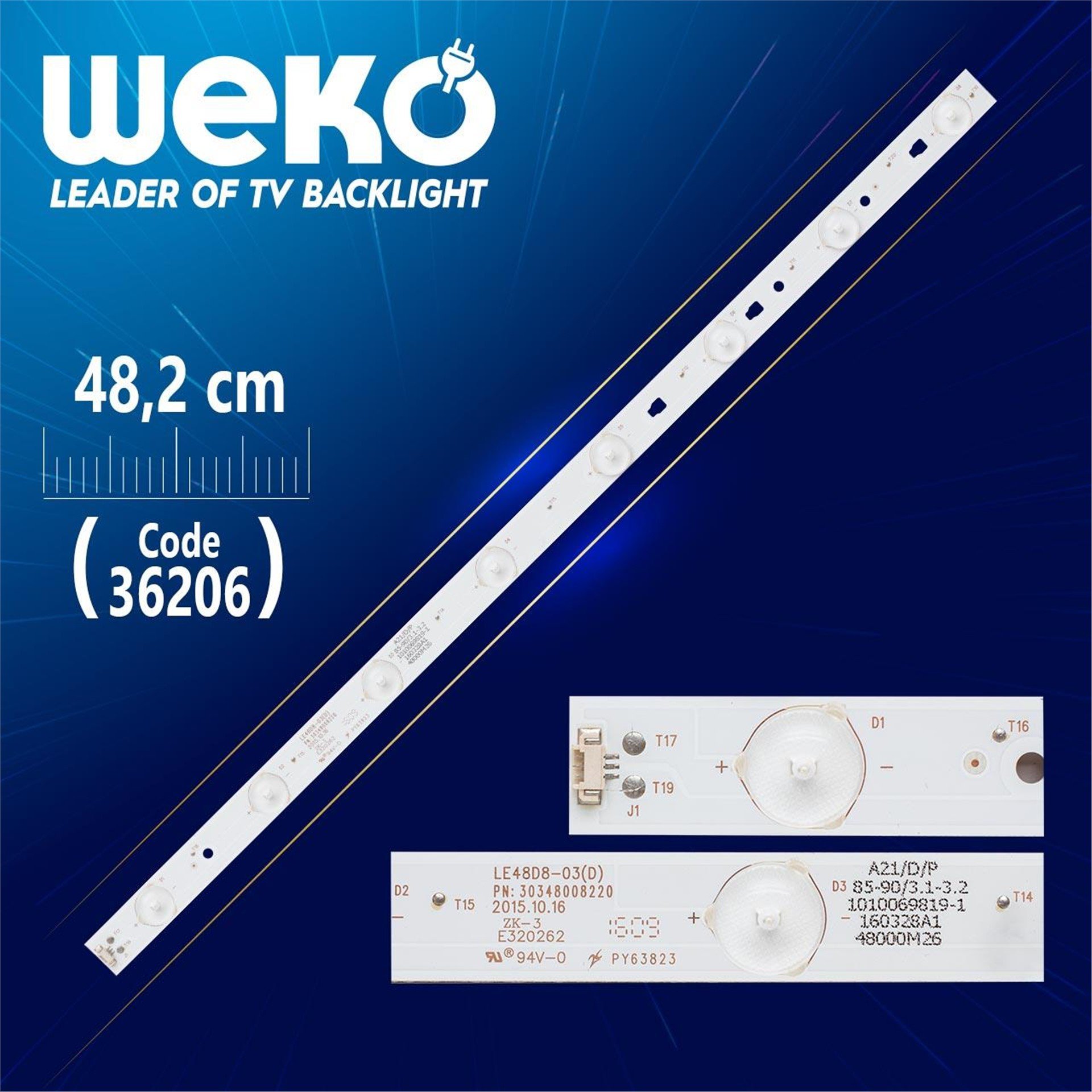 Weko LE48D8-03(D) PN:30348008220  48000M26 - (8 Ledli) - 48.2 Cm - Tv Led Bar - Tv Led Bar
