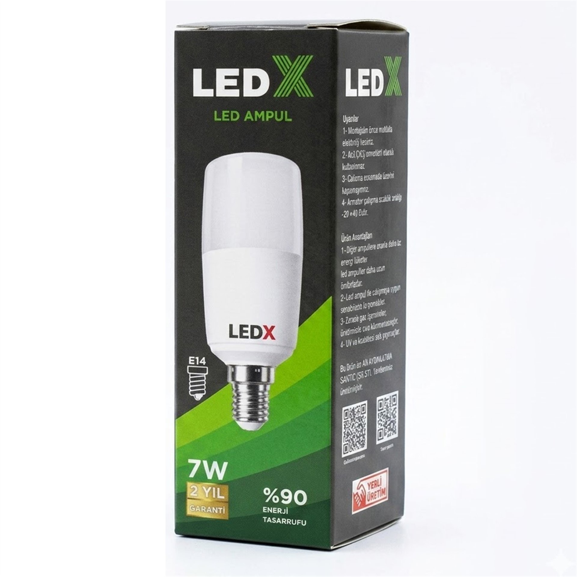LedX LedX AL-CLL 7 Watt E14 Duylu Soğuk Beyaz Silindirik Tasarım LED Ampul - Led Ampul Aydınlatma