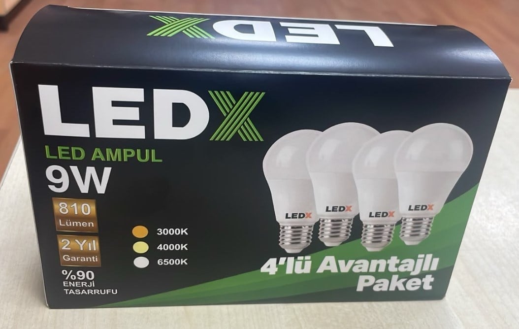 LEDX AL-LL9-4 9 WATT 6500K BEYAZ E27 DUY 4'LÜ AVANTAJLI PAKET AMPUL