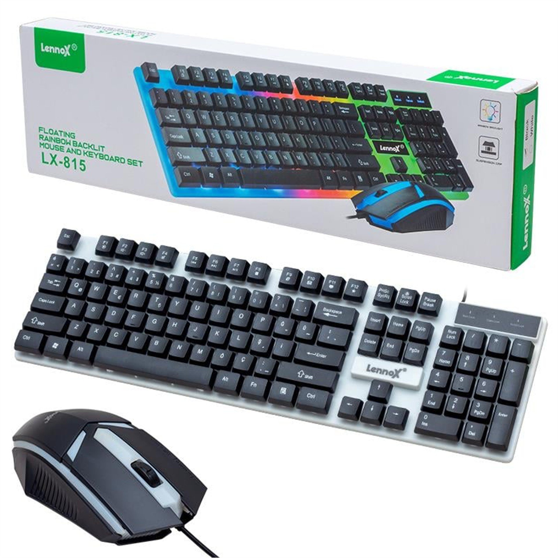 Lennox Lennox LX-815 Kablolu Gaming Oyuncu Klavye Mouse Set - Gaming Klavye
