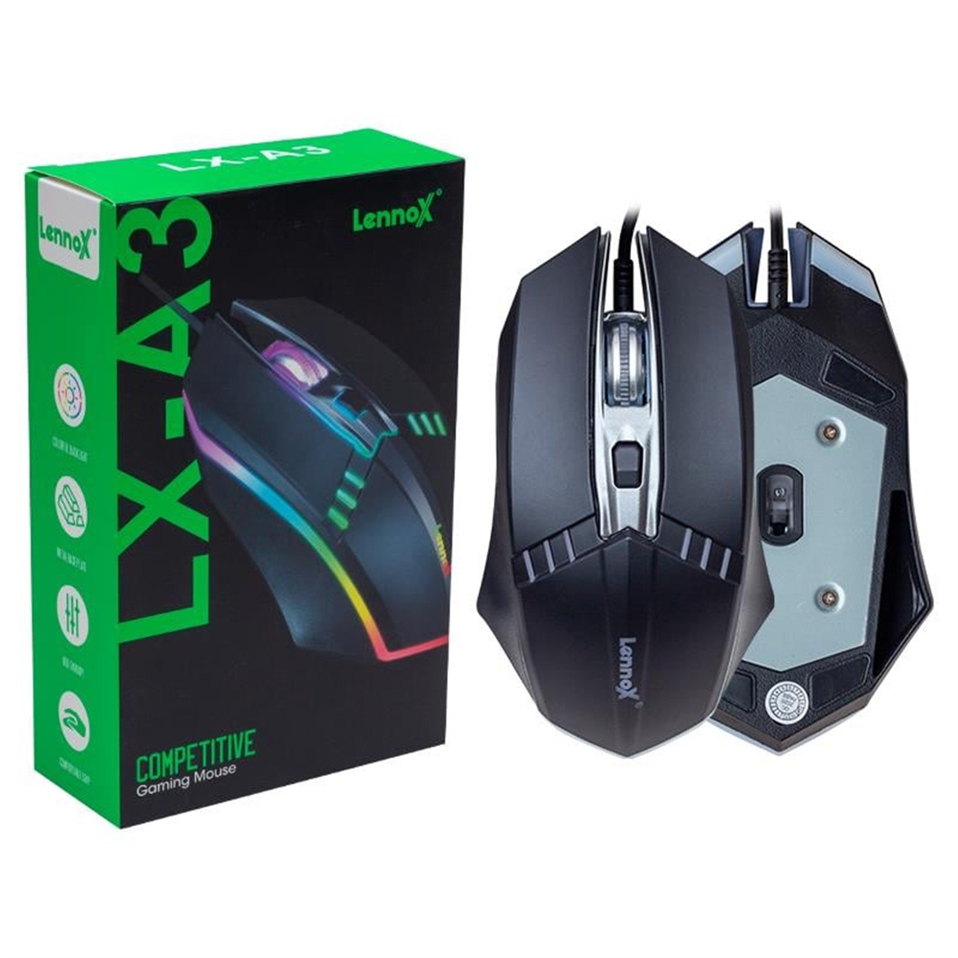 Lennox Lennox LX-A3 RGB Kablolu Gaming Oyuncu Mouse - Gaming Mouse