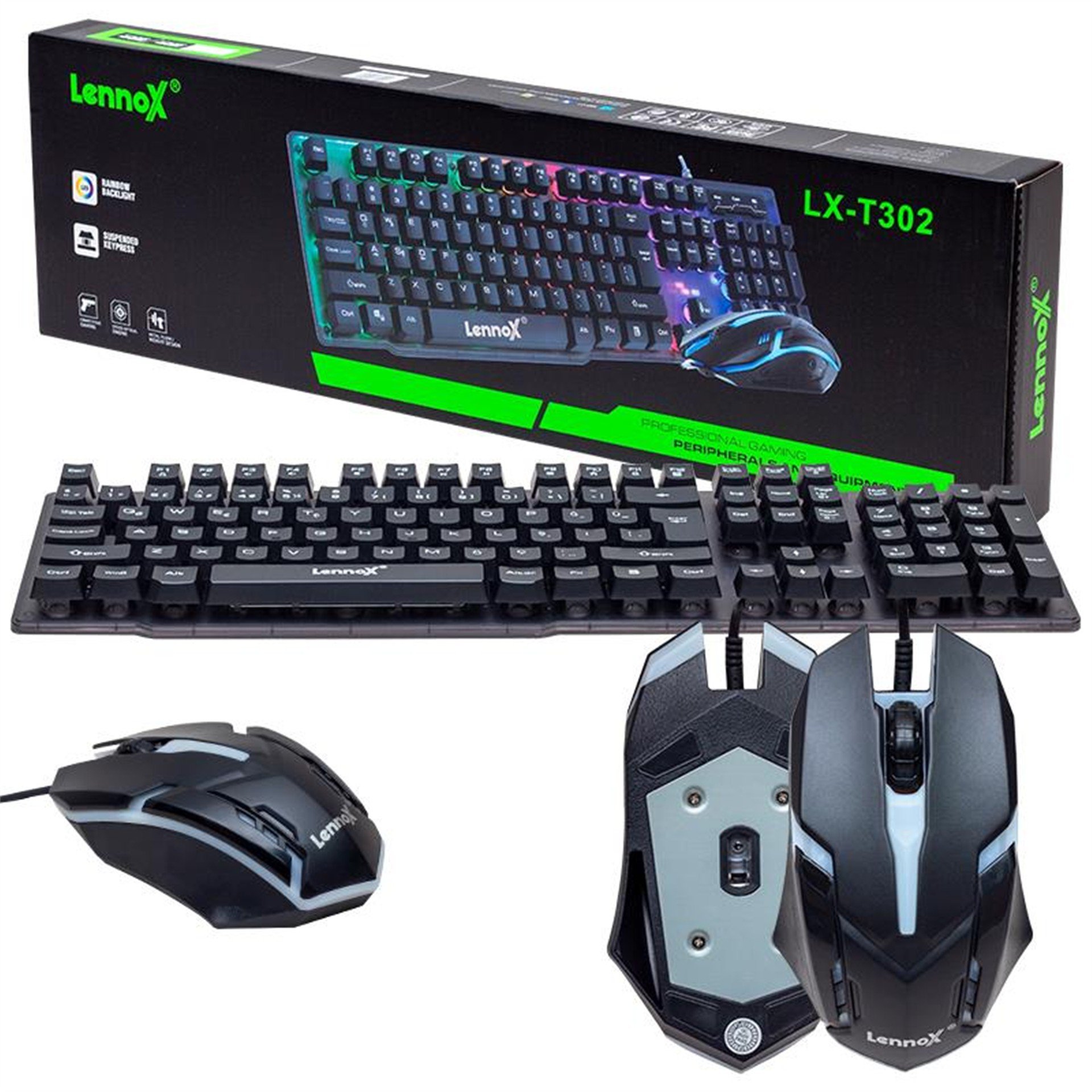 Lennox Lennox T302 Kablolu Gaming Oyuncu Klavye Mouse Set - Gaming Klavye