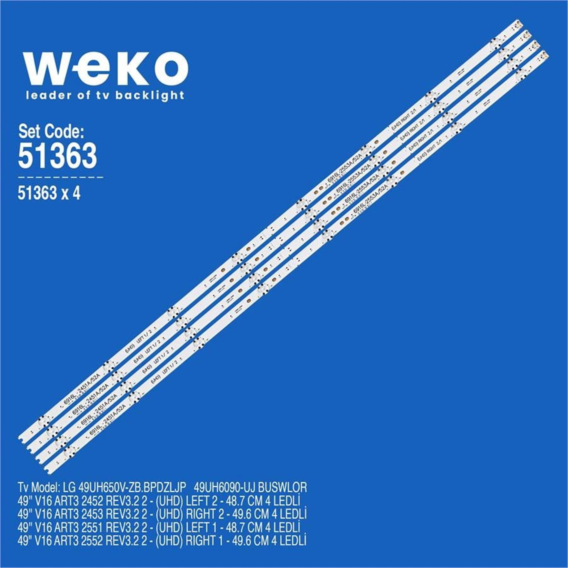 Weko Lg 49UH610V-ZB.KPDZLWK 49'' 4 Adet Tv Led Bar - LG Led Bar