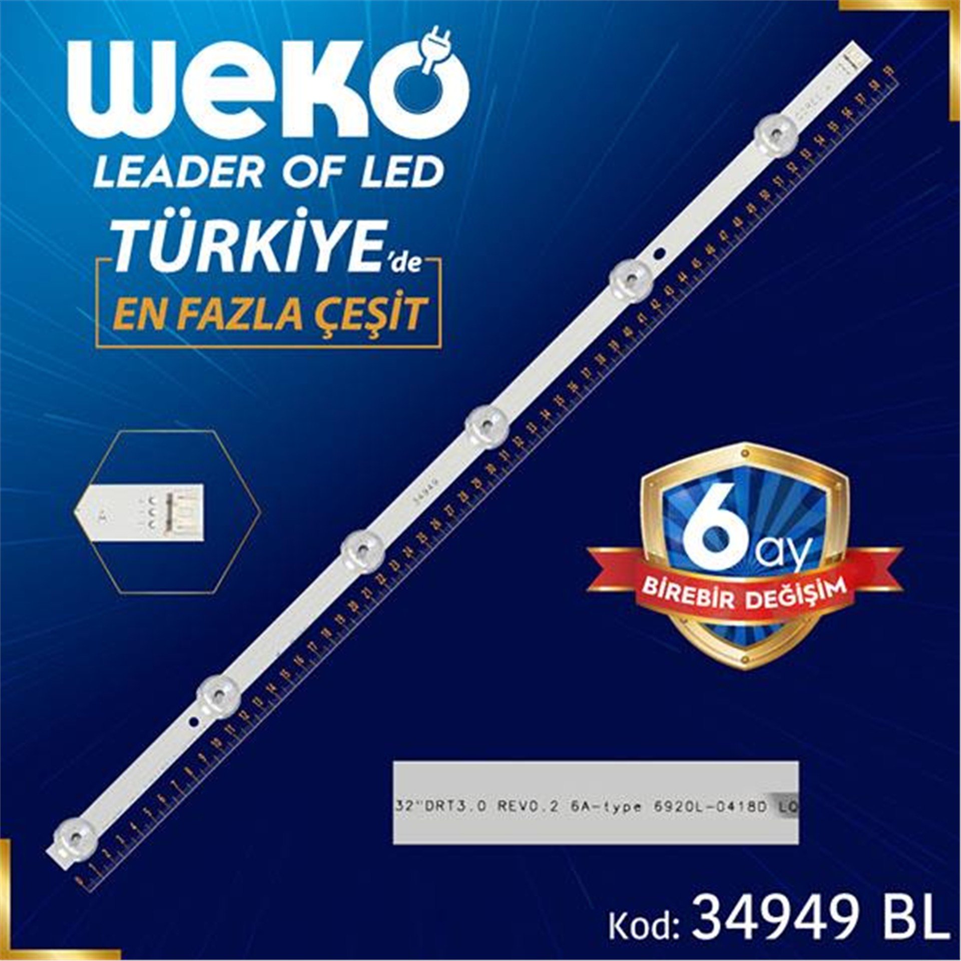 Weko Lg Innotek Drt 3.0 32_A Type Rev0.2 - 6A-Type 6920L-0418D - 59.1 Cm 6 Ledli - (Wk-72B) - LG Led Bar