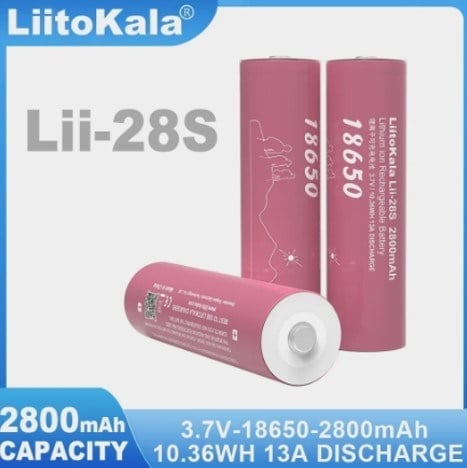 LIITOKALA LII-28S-TİP 18650 3.7 VOLT 2800MAH 14A/5C BAŞLIKLI ŞARJLI PİL