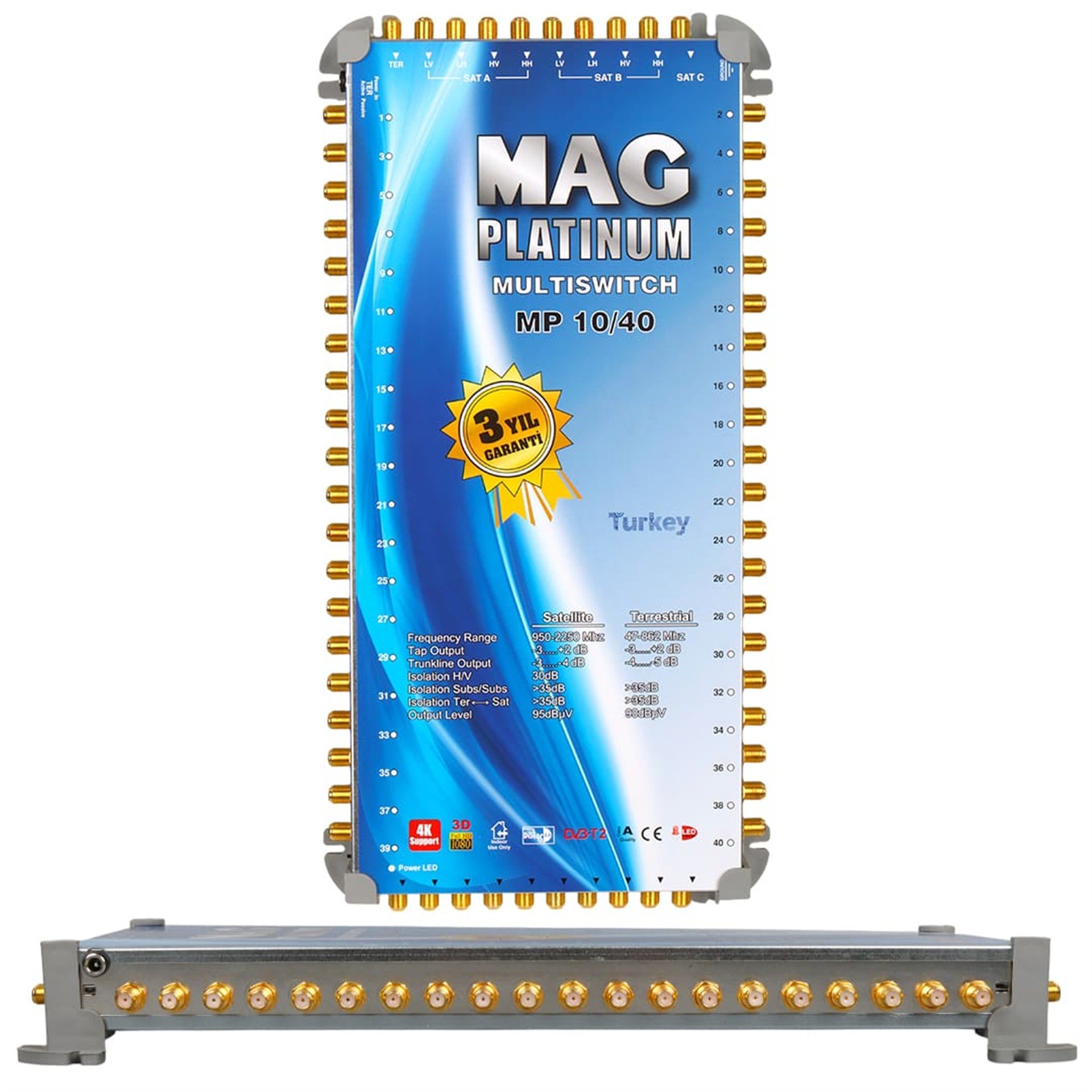 MAG MAG Platinum MP 10/40 Multiswitch - 10 Giriş 40 Çıkışlı Merkezi Uydu Santrali Hybrid 4K Ve 3D Destekli - Mag Kaskatlı Uydu Santralleri