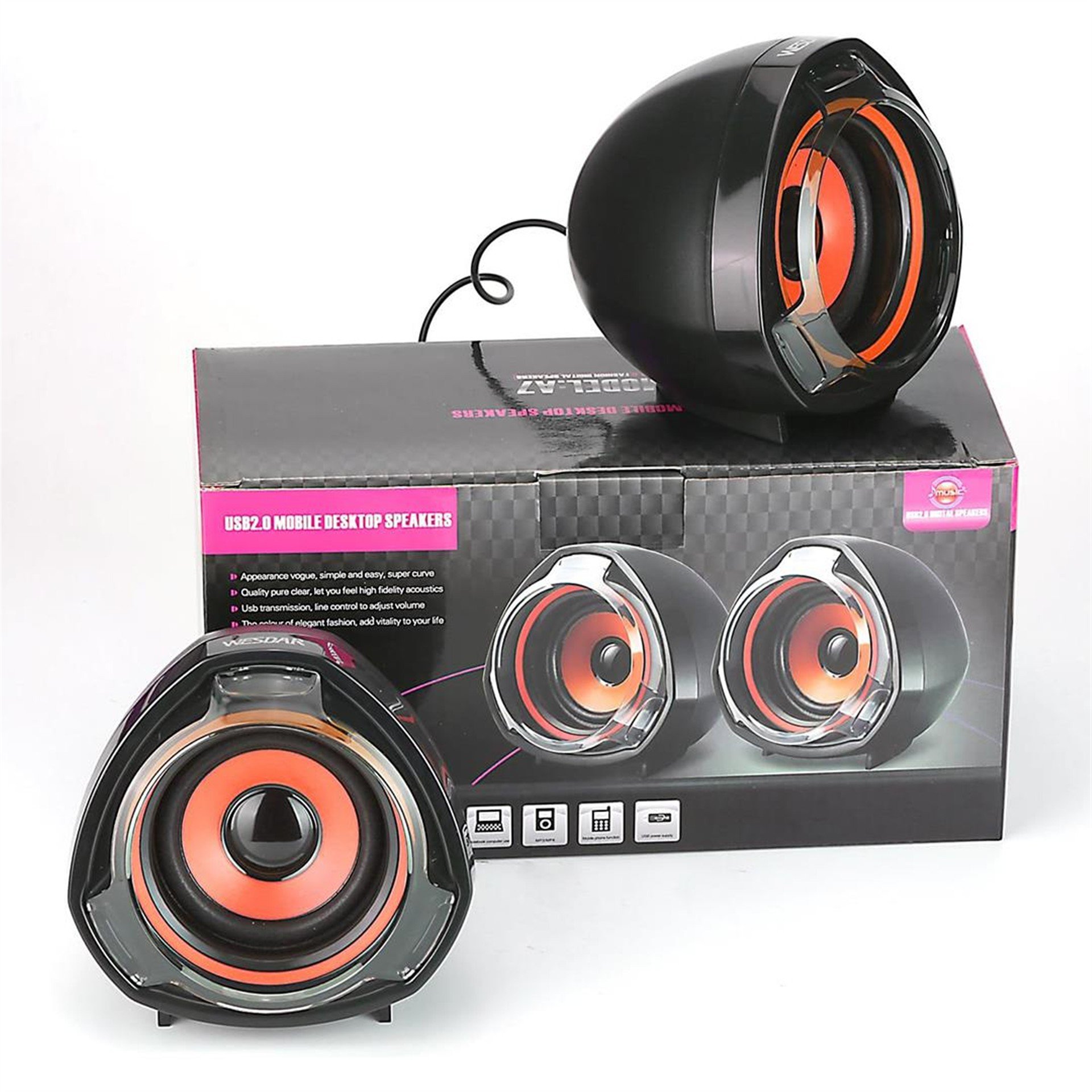 MagicVoice MagicVoice A7 1+1 USB Mini Oval Hoparlör - Speaker (2*5 Watt - 4 Ohm) - Ses Sistemleri