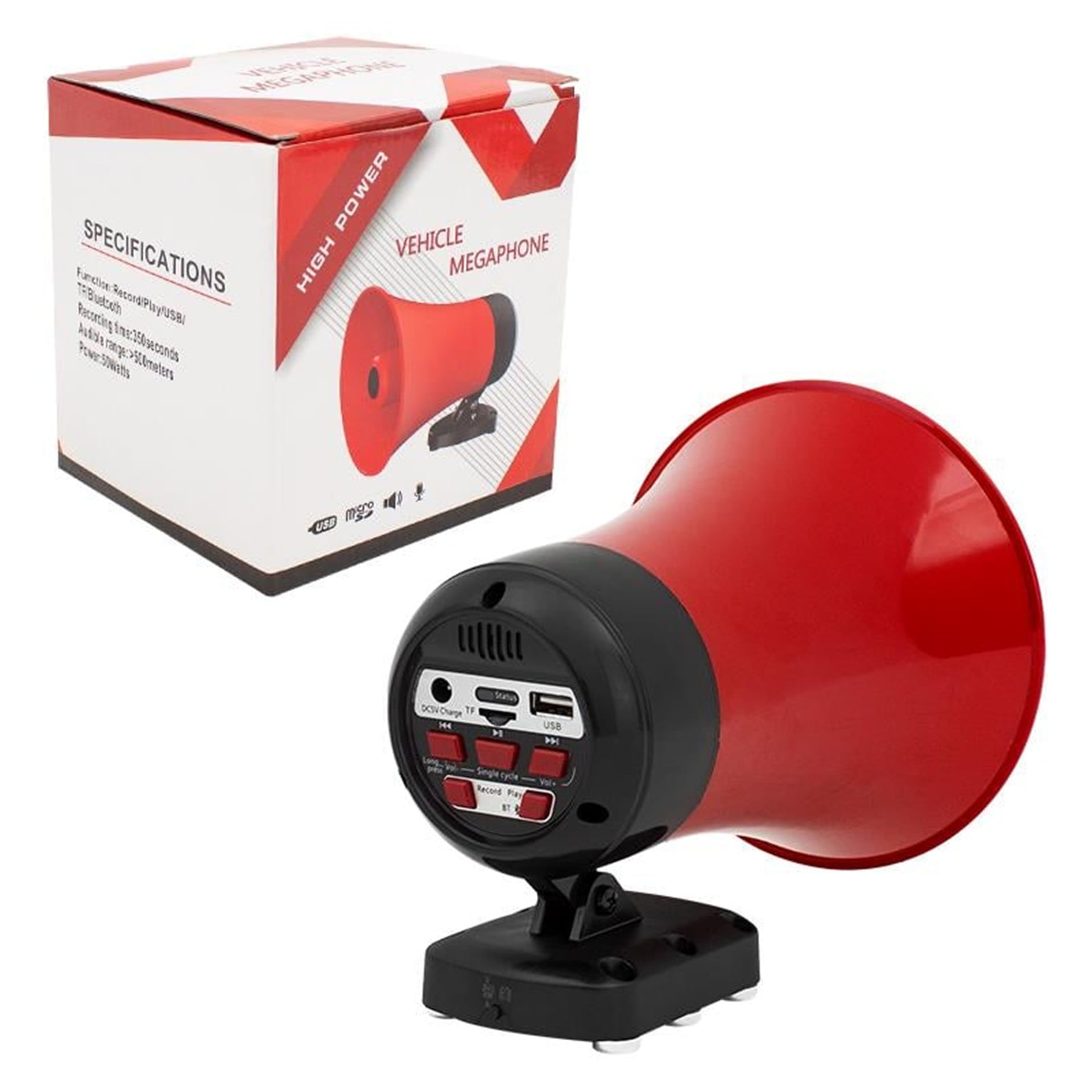 MagicVoice Magicvoice Araç Üstü Mıknatıslı Bluetooth'lu Usb'li Şarjlı 50 Watt Harici Hoparlör MK-196K - Seslendirme Hoparlörleri