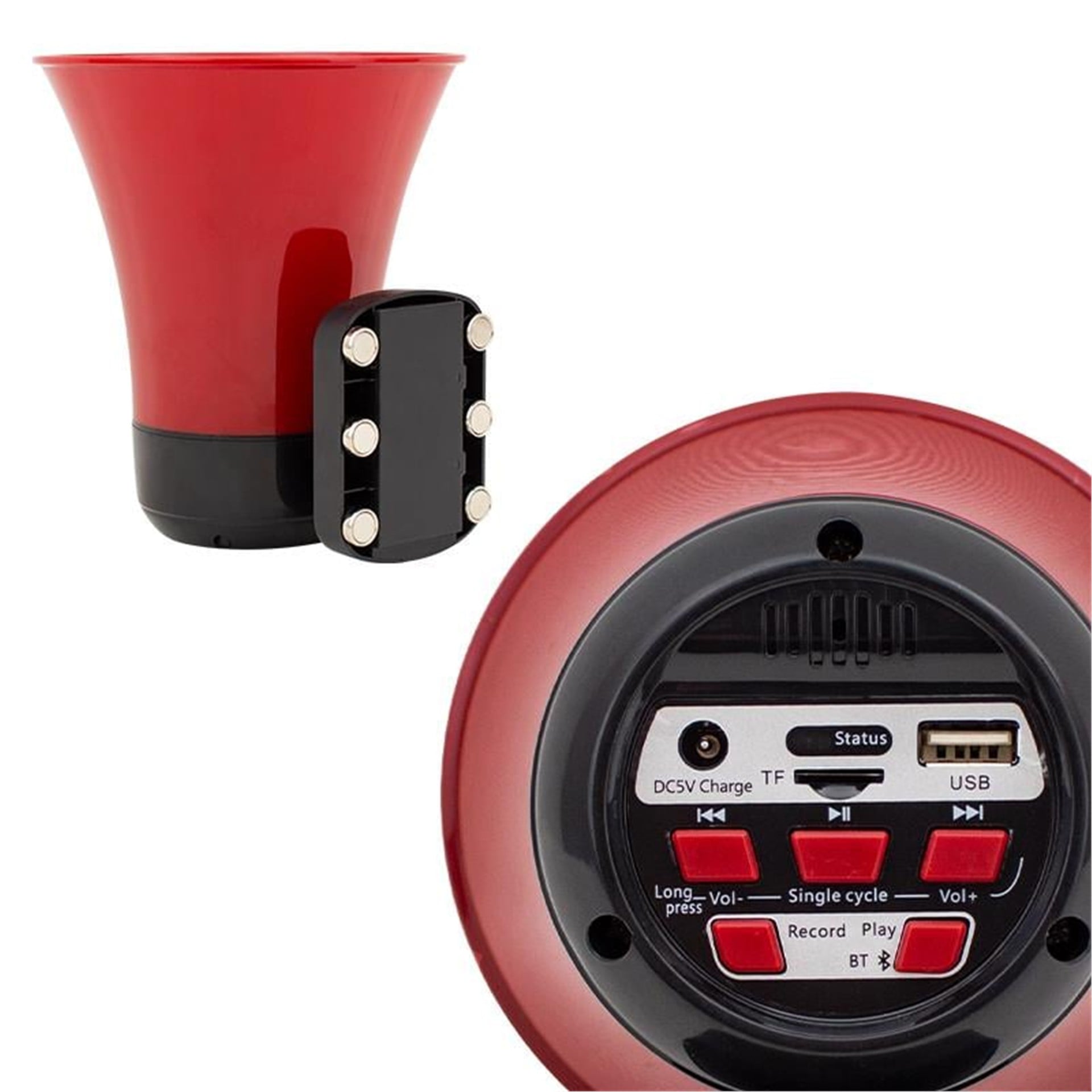 MagicVoice Magicvoice Araç Üstü Mıknatıslı Bluetooth'lu Usb'li Şarjlı 50 Watt Harici Hoparlör MK-196K - Seslendirme Hoparlörleri