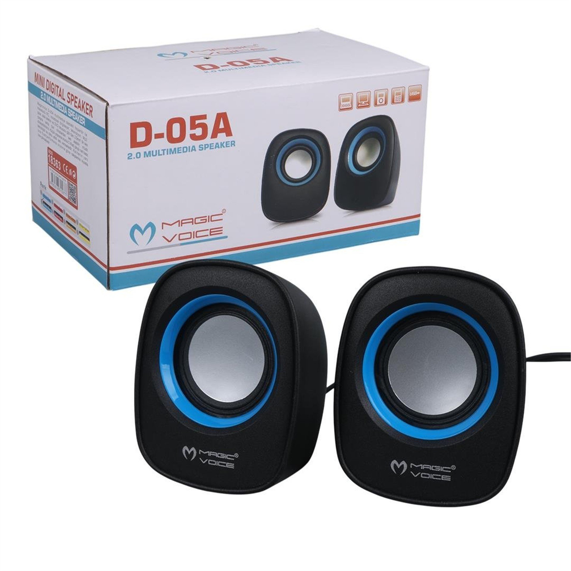 MagicVoice Magicvoice D-05A Mini 5 Watt Aux 2.0 Multimedia 1+1 USB Speaker - Hoparlör - Ses Sistemleri