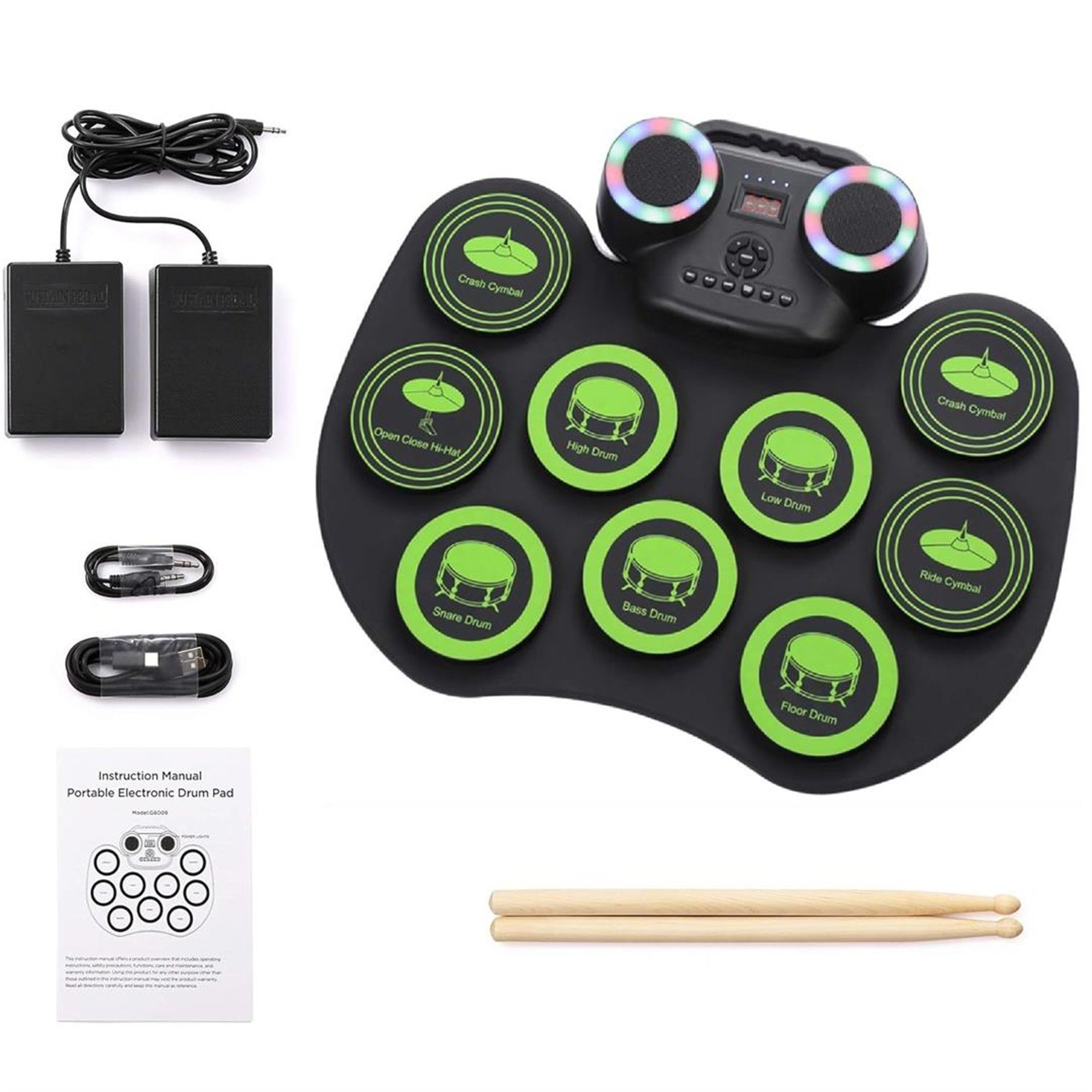 MagicVoice Magicvoice G600R 9 Ped Elektronik Roll Up Davul Kiti - Seslendirme Ekipmanları
