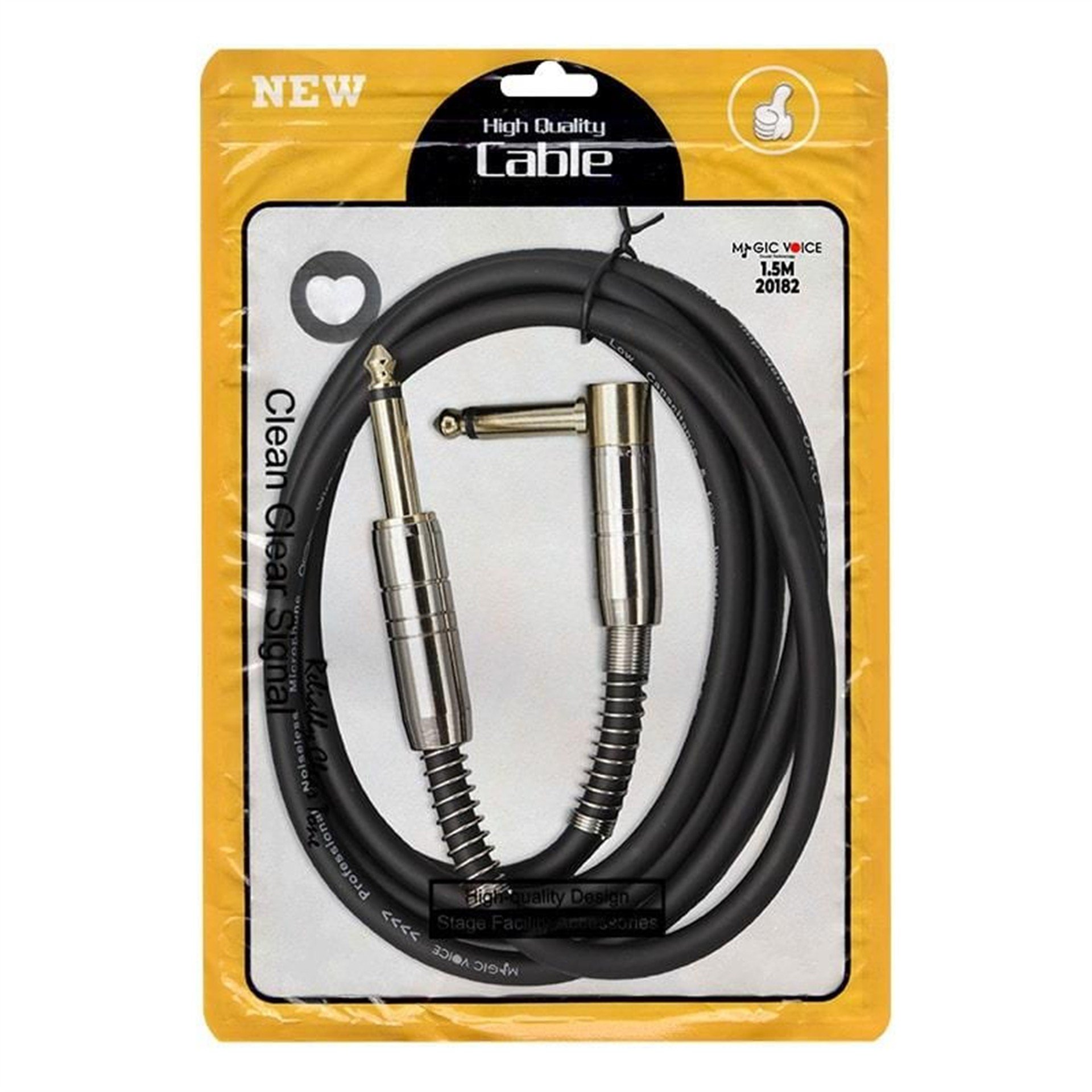 MagicVoice MagicVoice LD377 1.5 Metre 6.35mm Mono Erkek Jak (TS) L Tipi Ses Kablosu Metal Jack - Diğer Kablo Çeşitleri