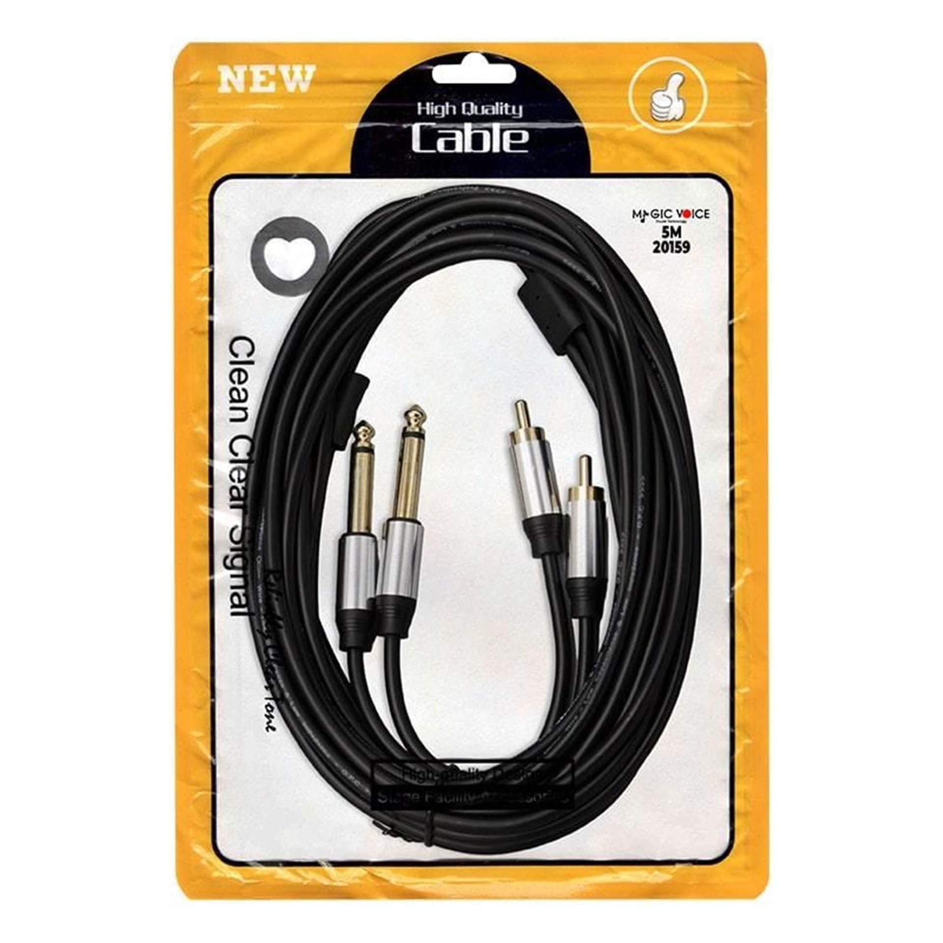 MagicVoice MagicVoice LD398 5 Metre Çift RCA - Çift 6.35mm Mono Jak Stereo Mixer Ses Kablosu - RCA-Ses Kabloları