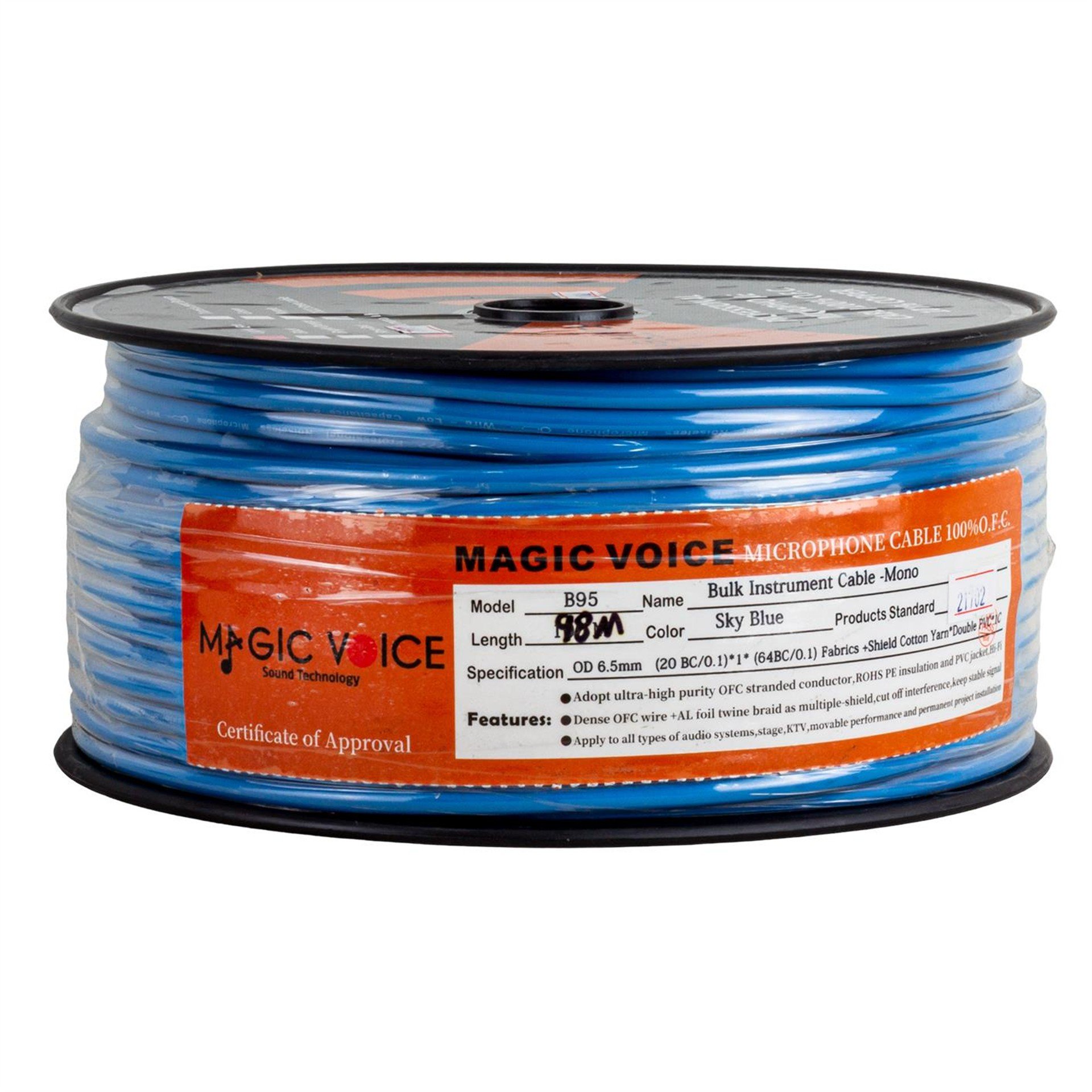 MagicVoice Magicvoice Mi̇krofon Kablosu Mono 1. Kali̇te 98 Metre  Açık Mavi - Mikrofon Kablosu