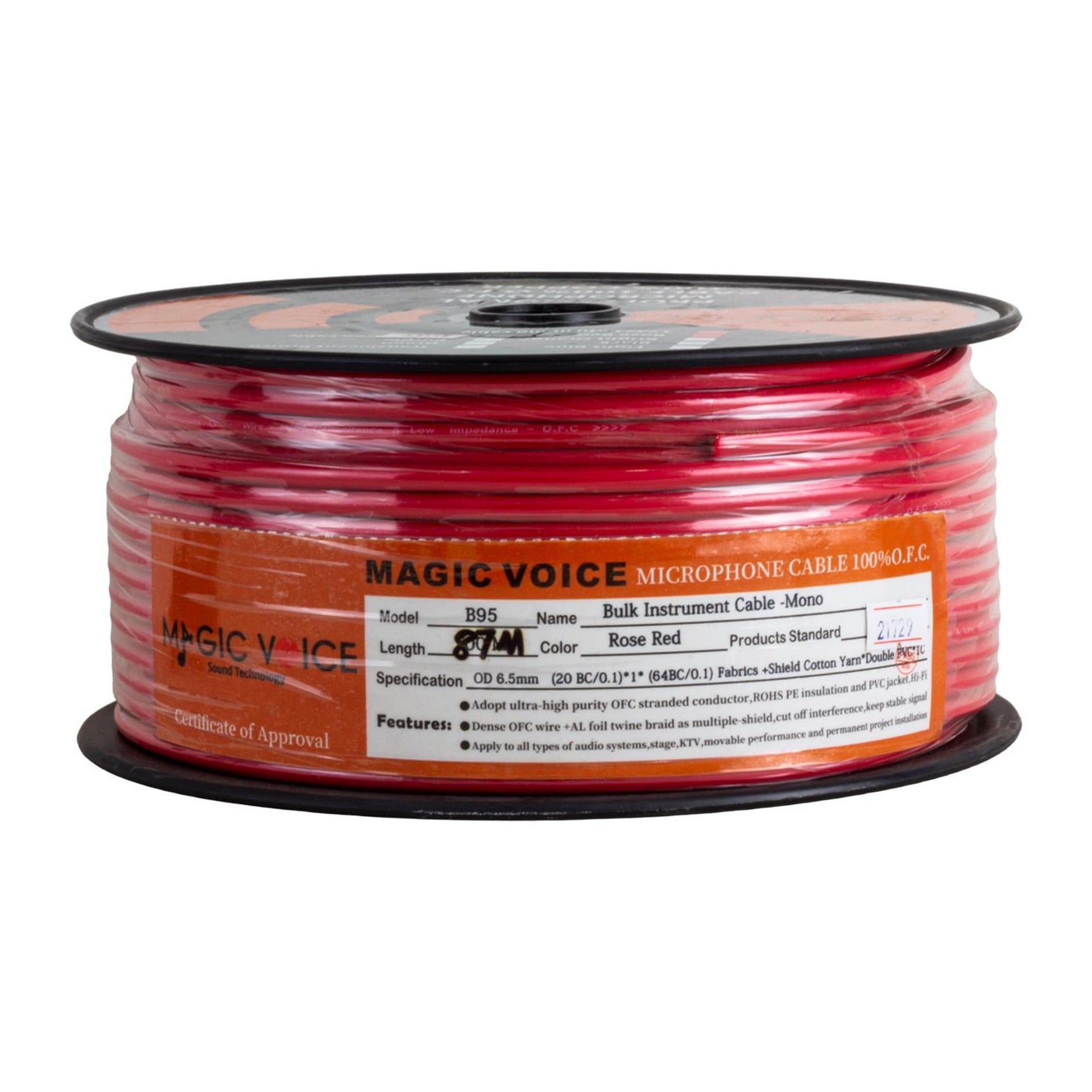 MagicVoice Magicvoice Mi̇krofon Kablosu Mono 1. Kali̇te 87 Metre Kırmızı - Mikrofon Kablosu