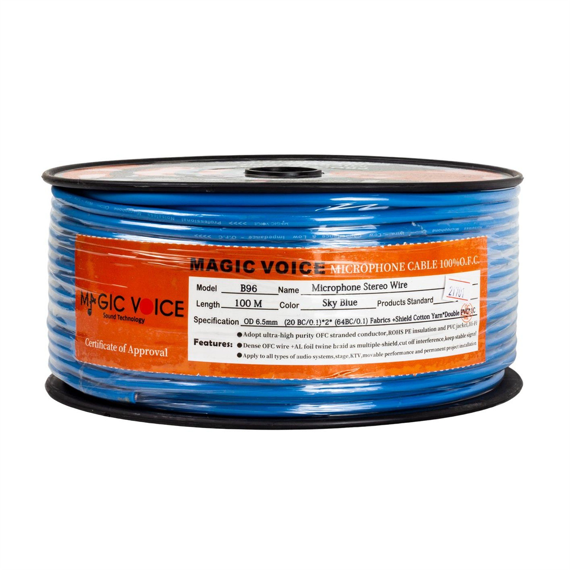 MagicVoice Magicvoice Mi̇krofon Kablosu Stereo 1. Kali̇te 100 Metre Açık Mavi - Mikrofon Kablosu