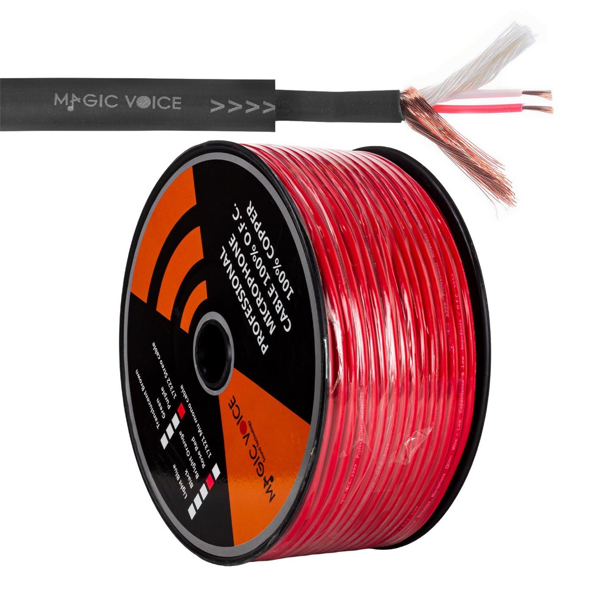 MagicVoice Magicvoice Mi̇krofon Kablosu Stereo 1. Kali̇te 100 Metre Kırmızı - Mikrofon Kablosu