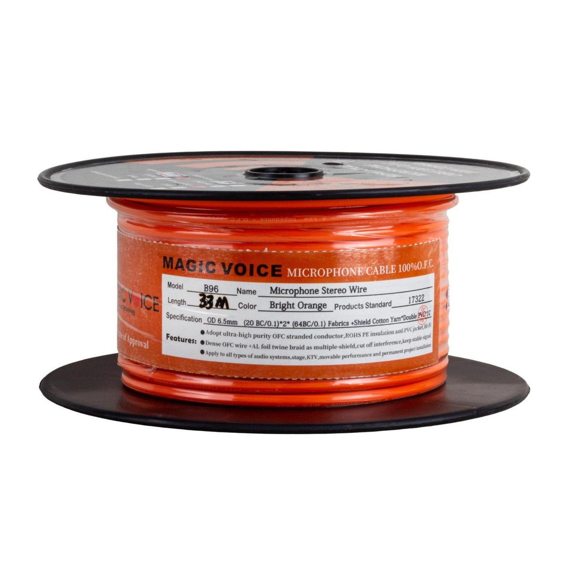 MagicVoice Magicvoice Mi̇krofon Kablosu Stereo 1. Kali̇te 33 Metre Turuncu - Mikrofon Kablosu