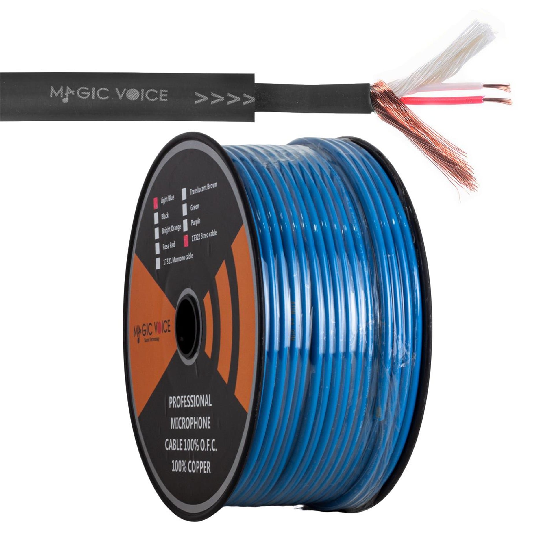 MagicVoice Magicvoice Mi̇krofon Kablosu Stereo 1. Kali̇te 92 Metre Açık Mavi - Mikrofon Kablosu