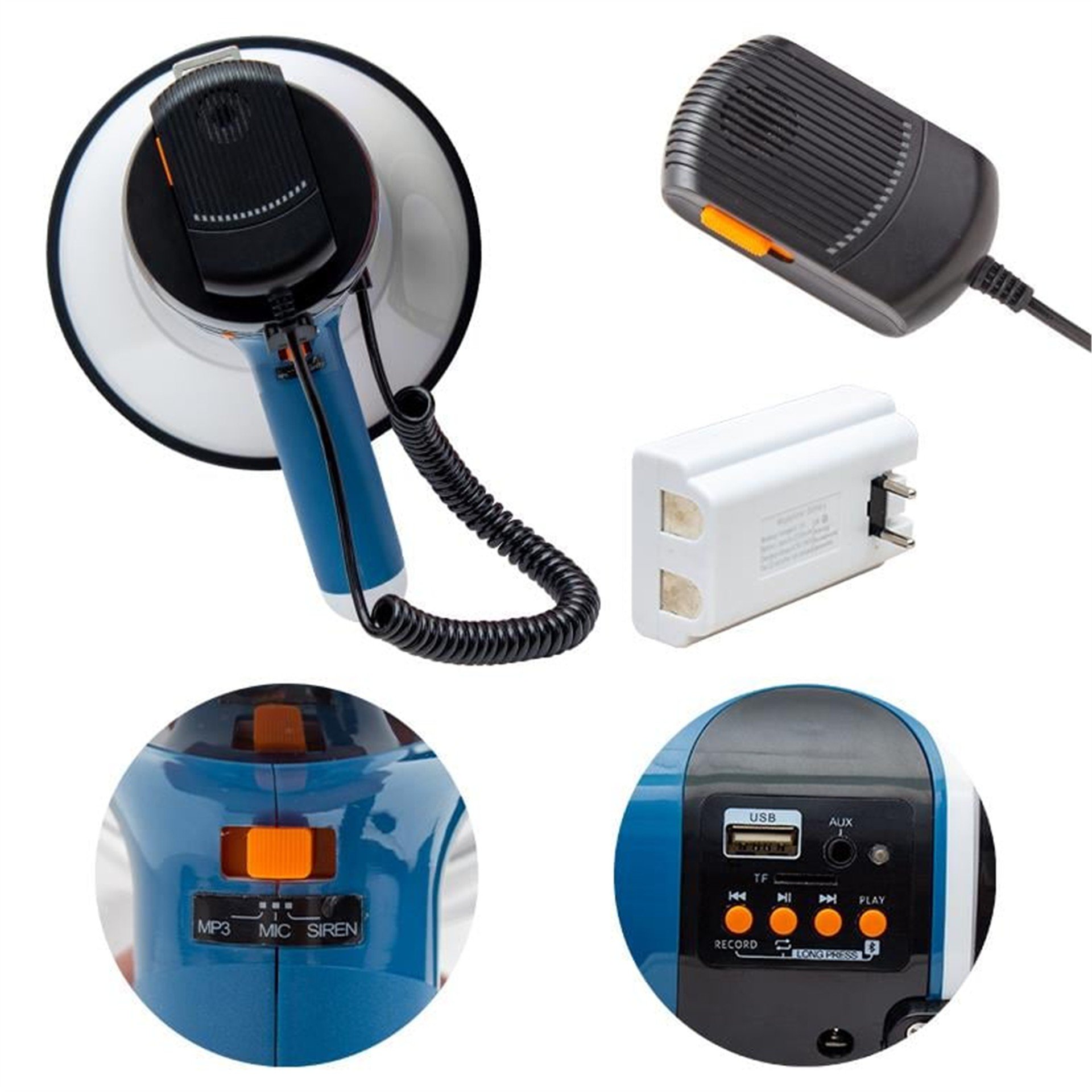 MagicVoice Magicvoice ML-687 BT-USB Şarj Üniteli Mikrofonlu Megafon - Megafon Çeşitleri