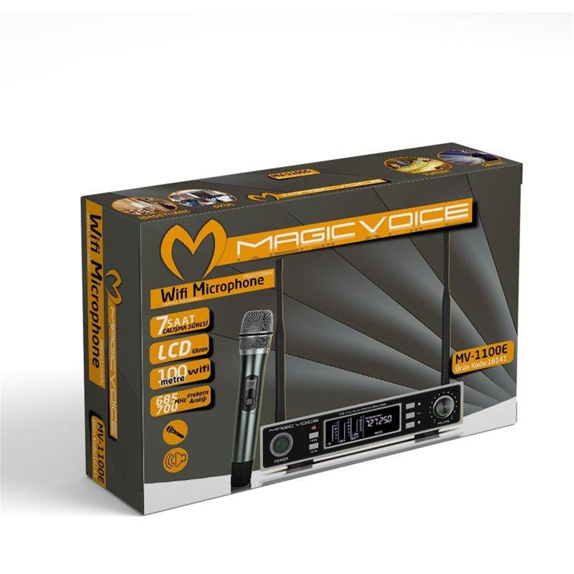 MagicVoice Magicvoice MV-1100E Çift Tunerli Kablosuz 1 El Telsiz UHF Mikrofon - Kablosuz Mikrofonlar