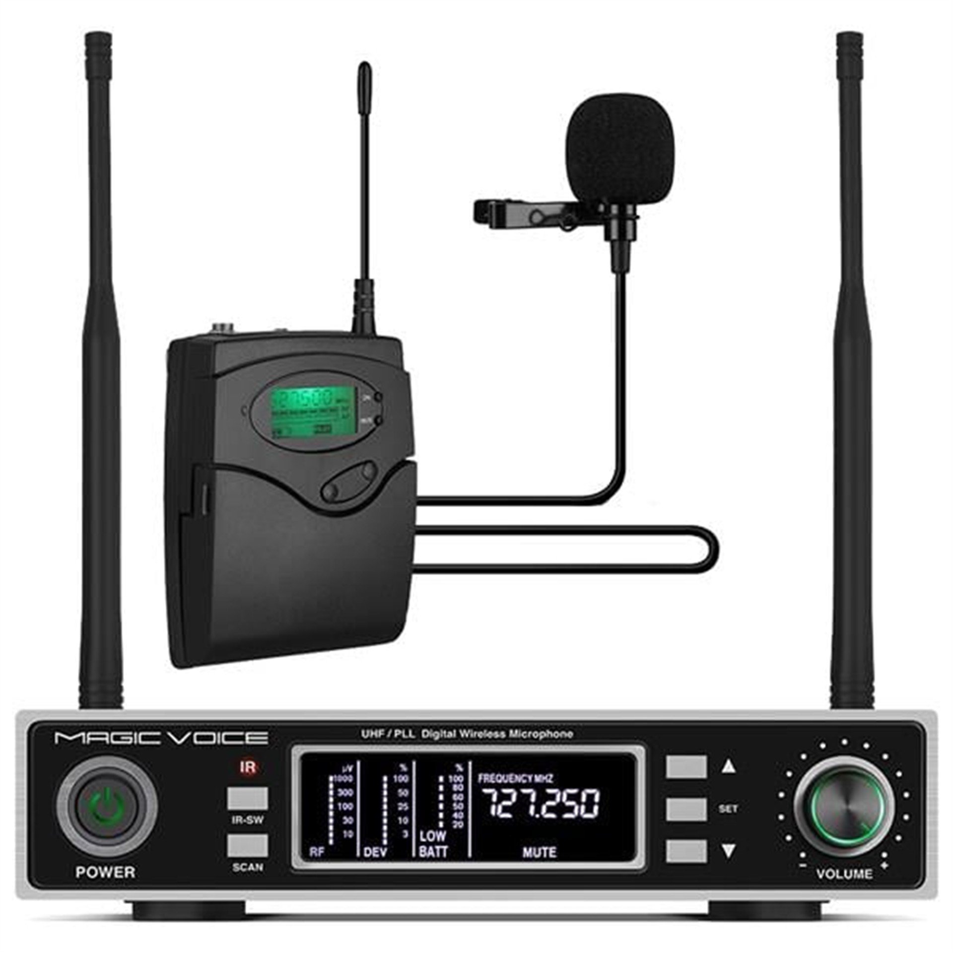 MagicVoice Magicvoice MV-1100Y Çift Tunerli Kablosuz 1 Yaka Telsiz UHF Mikrofon - Kablosuz Mikrofonlar