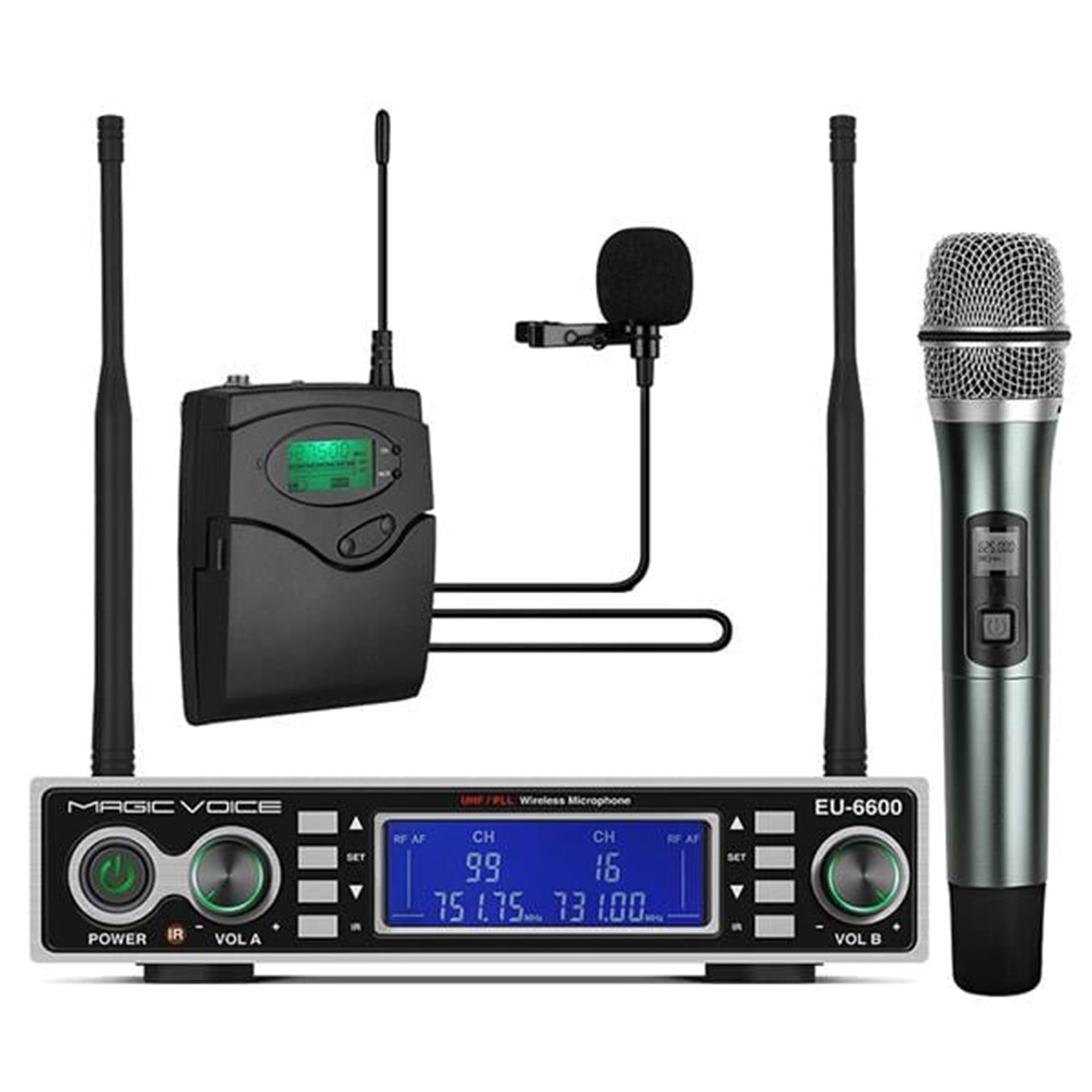 MagicVoice Magicvoice MV-1200YE Çift Tunerli Kablosuz 1 El-1 Yaka Telsiz UHF Mikrofon - Kablosuz Mikrofonlar