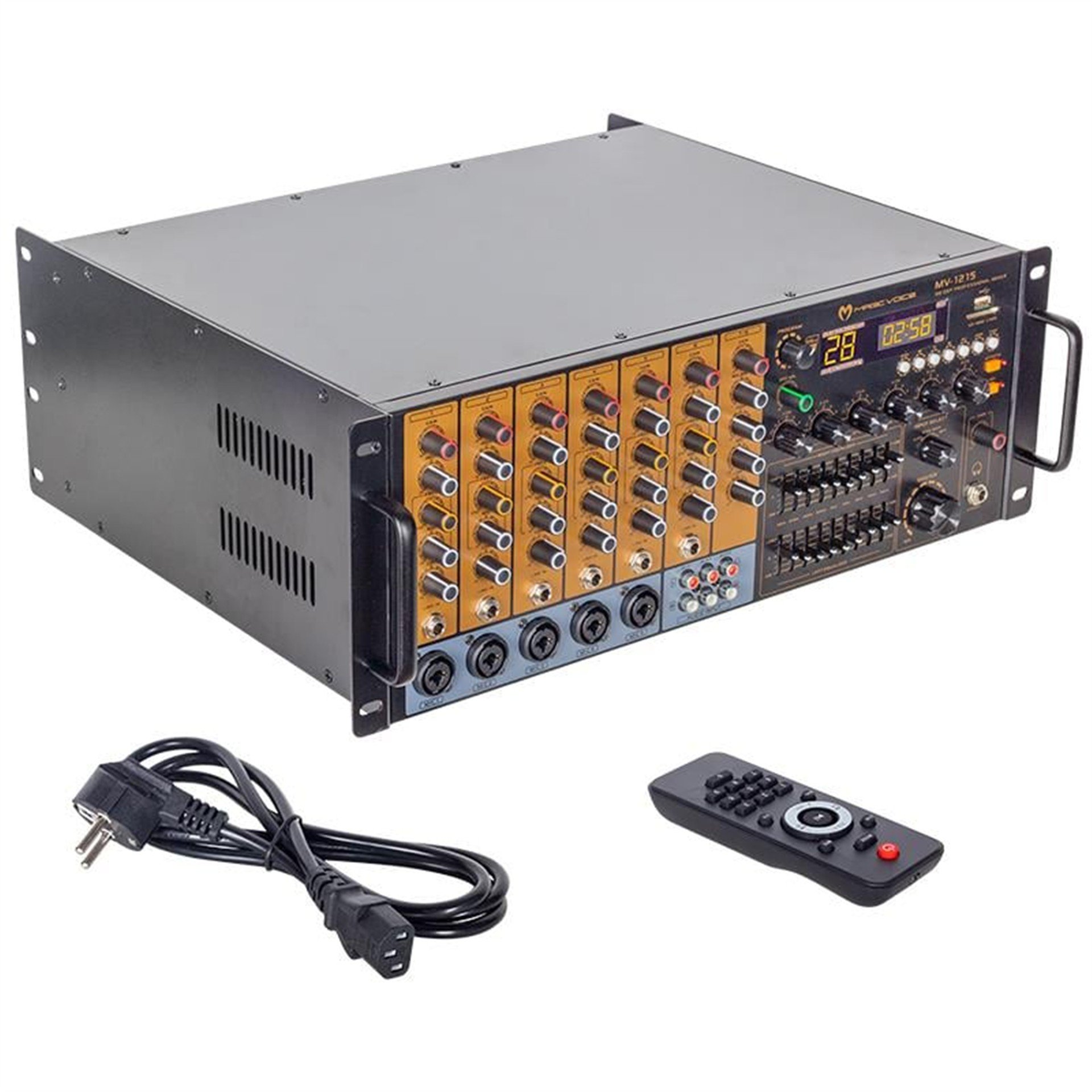 MagicVoice Magicvoice MV-1215 USB-BT-UK Rms 200W - Max.1600W 6 Zon Trafolu Küp Mixer Anfi - Seslendirme Amfileri