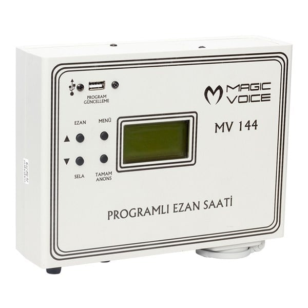 MAGICVOICE MV-144-2 DUVAR TİPİ PROGRAMLI EZAN*SELA SAATİ (81 İL İÇİN UYGUN*TEK SES HOCA) * TKS-014