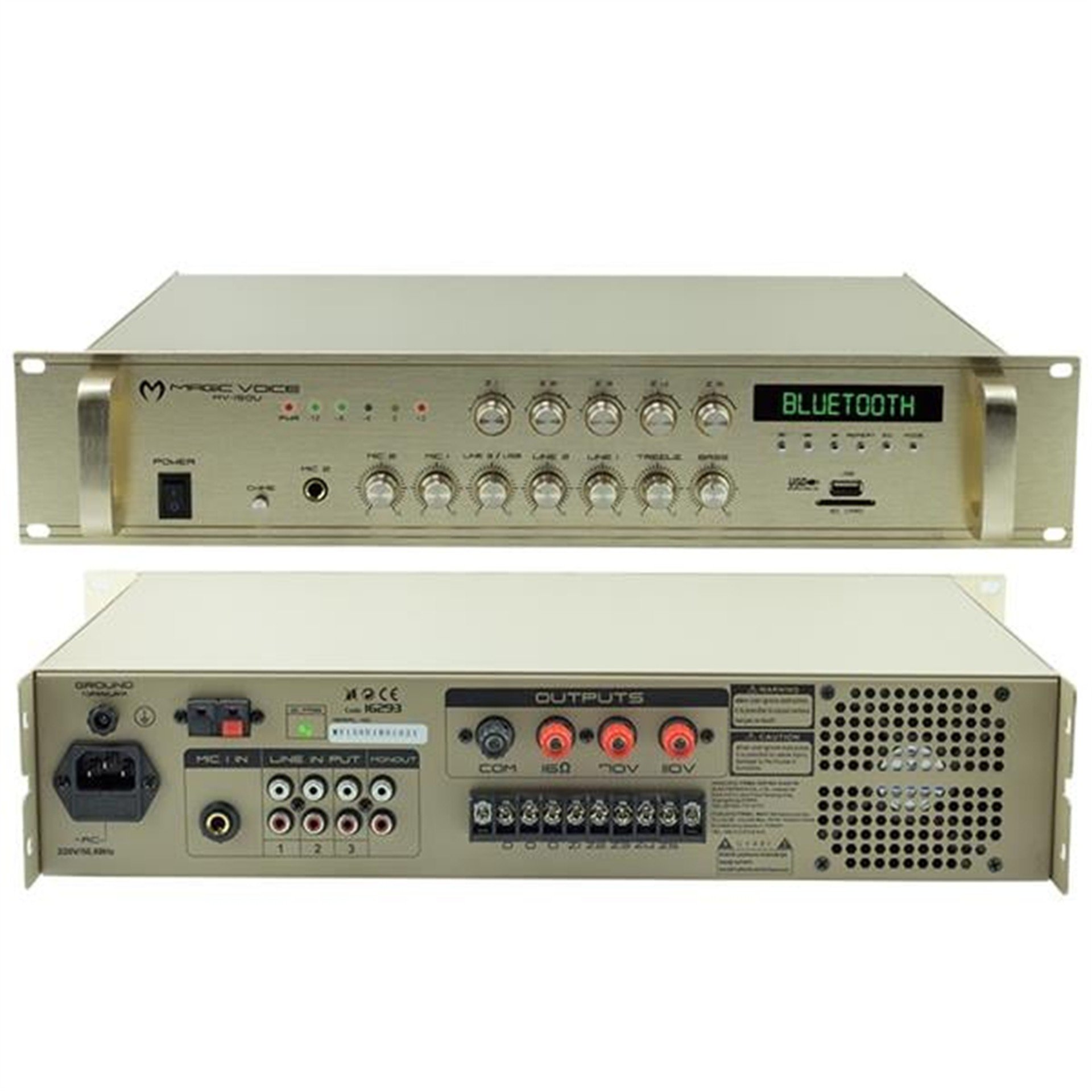MagicVoice Magicvoice MV-150U 150W USB-SD-Bluetooth Trafolu Mixer Anfi - Seslendirme Amfileri