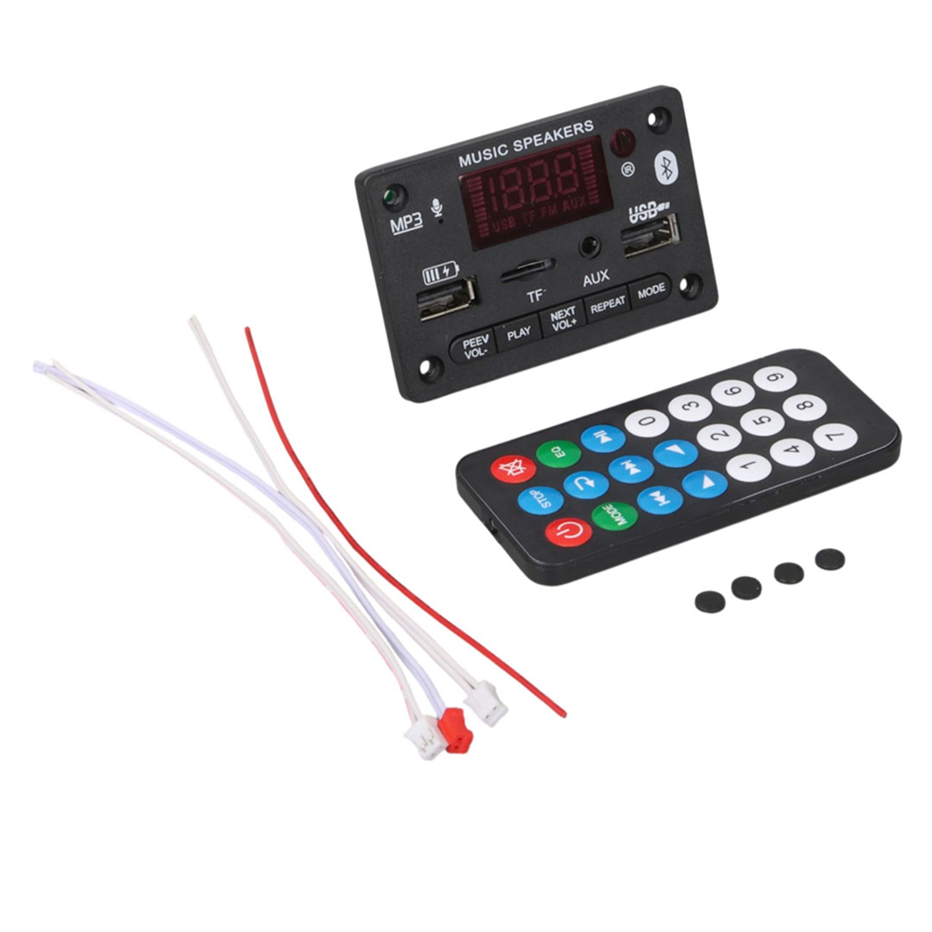 MagicVoice Magicvoice MV-17751 Bluetooth/USB/TF/AUX MP3 Dekoder Modül 5W+5W Stereo Amfili Dijital Ekranlı - Oto Aksesuarları