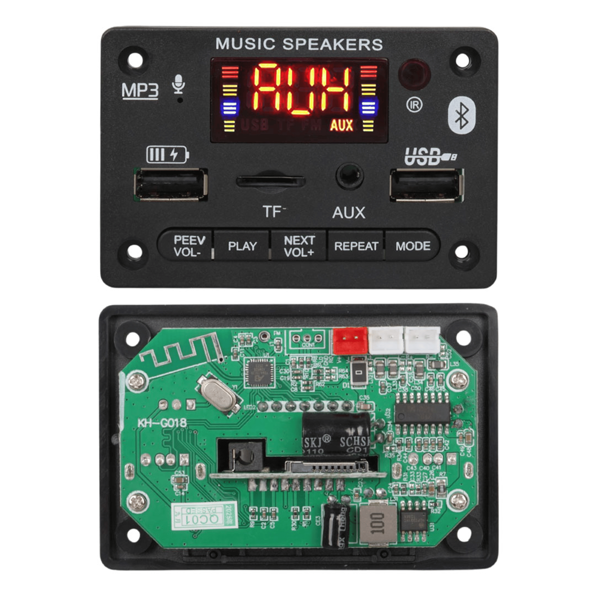 MagicVoice Magicvoice MV-17751 Bluetooth/USB/TF/AUX MP3 Dekoder Modül 5W+5W Stereo Amfili Dijital Ekranlı - Oto Aksesuarları