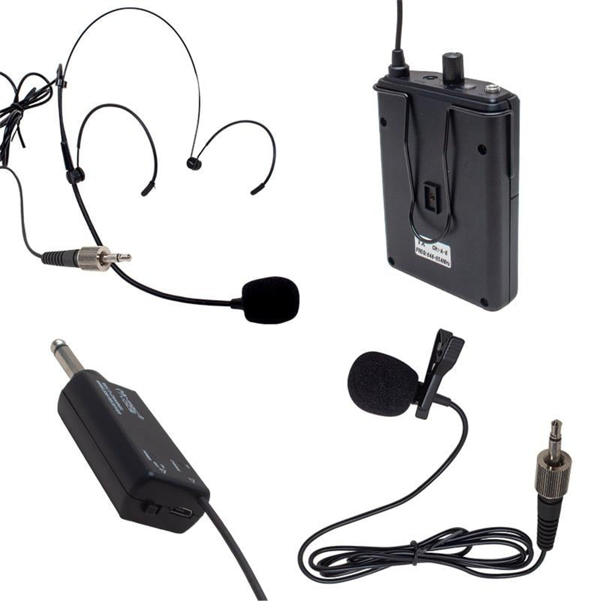 MagicVoice Magicvoice Mv-19598 Kablosuz Headset + Yaka Tipi İkili Mikrofon Ve Enstrüman Aksesuarı - Enstrüman Mikrofonu