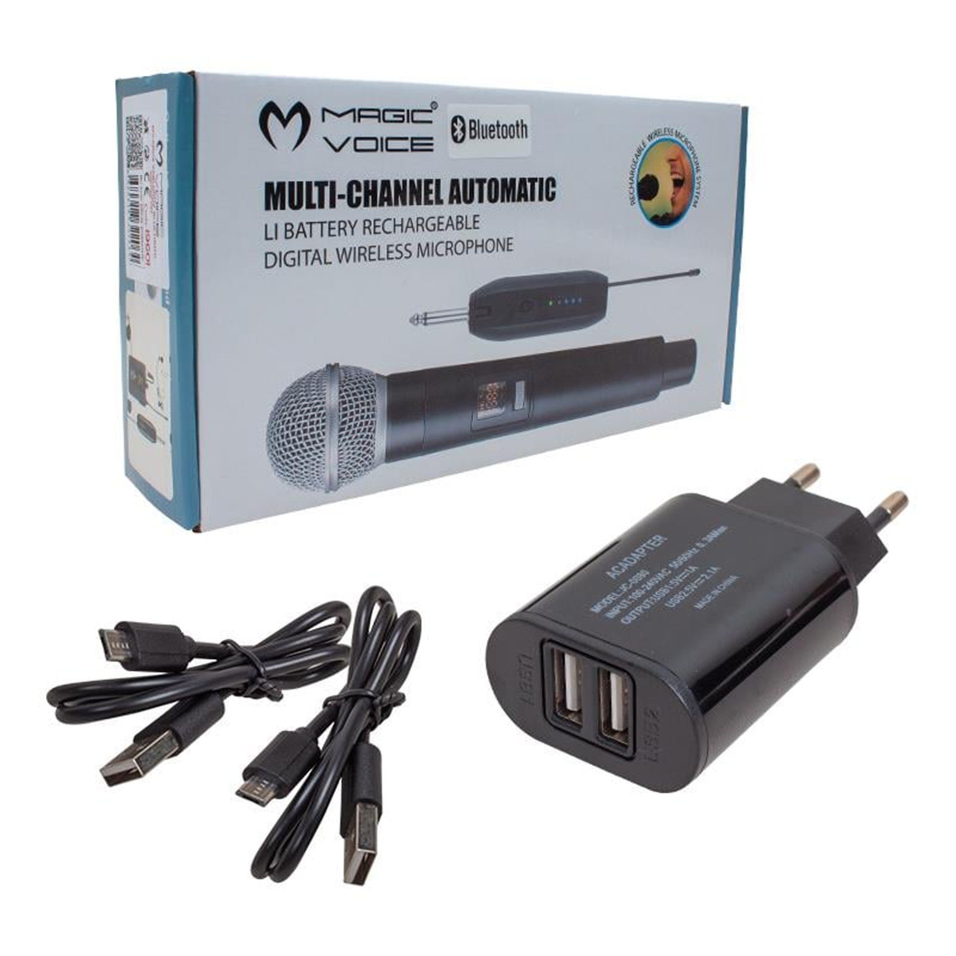MagicVoice Magicvoice Mv-19601 UHF Kablosuz Enstrüman Uyumlu Bluetooth Jak Girişli İkili Mikrofon Set - Enstrüman Aksesuarları