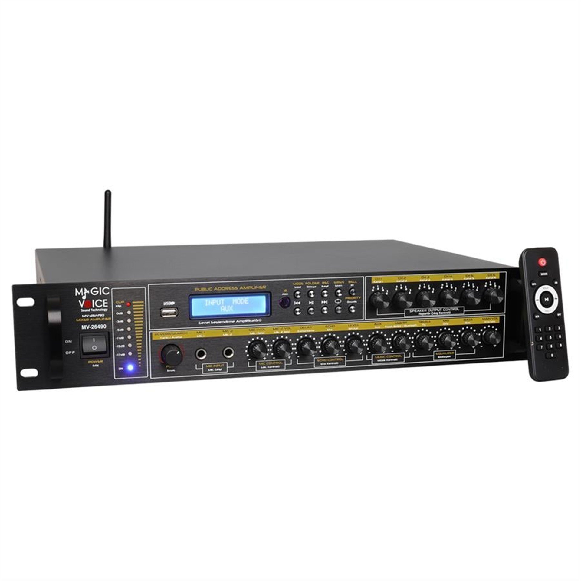 MagicVoice Magicvoice MV-26490 250 Watt USB/MP3/Bluetooth 6 Bölgeli Hat Trafolu Mixer Amfi - Seslendirme Amfileri