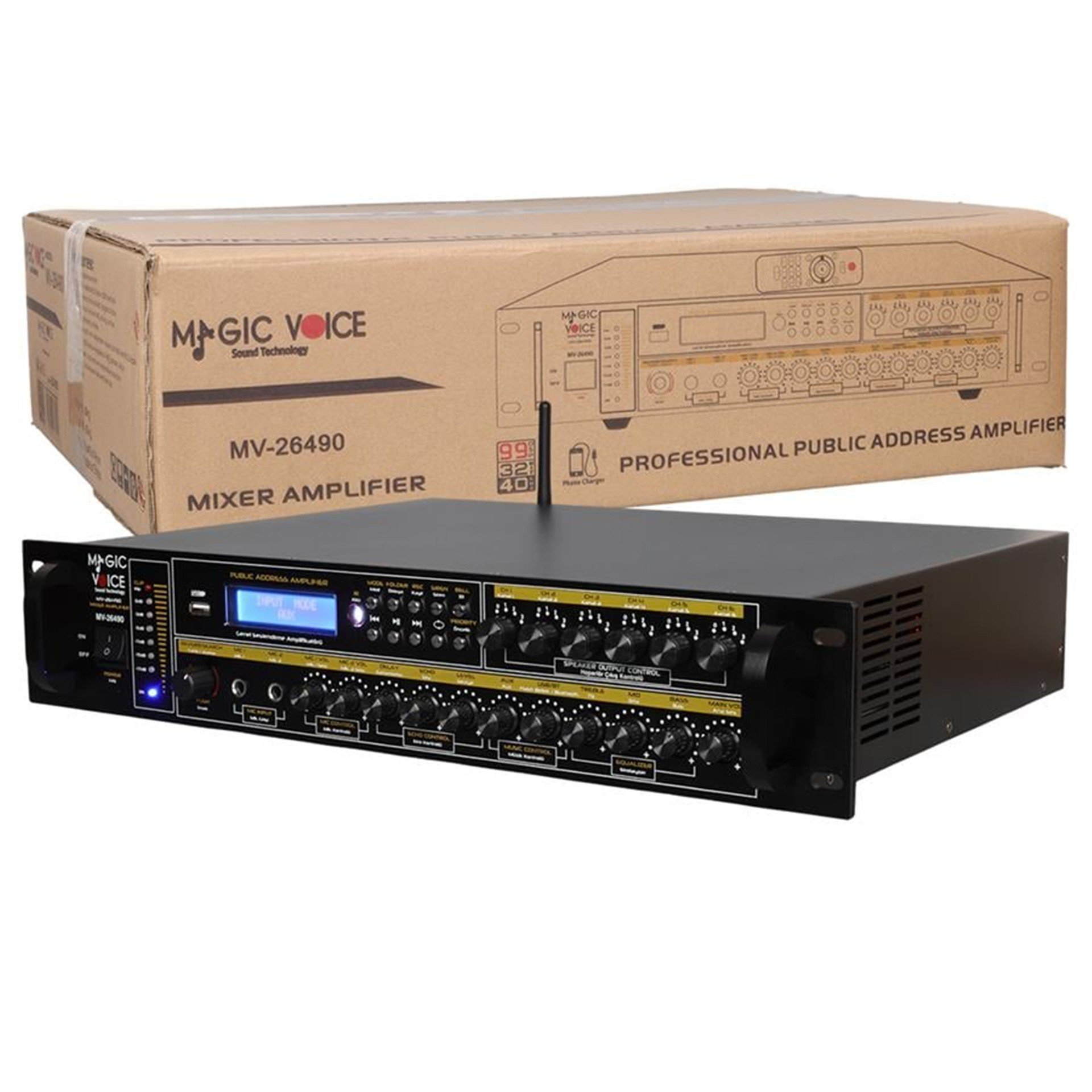 MagicVoice Magicvoice MV-26490 250 Watt USB/MP3/Bluetooth 6 Bölgeli Hat Trafolu Mixer Amfi - Seslendirme Amfileri