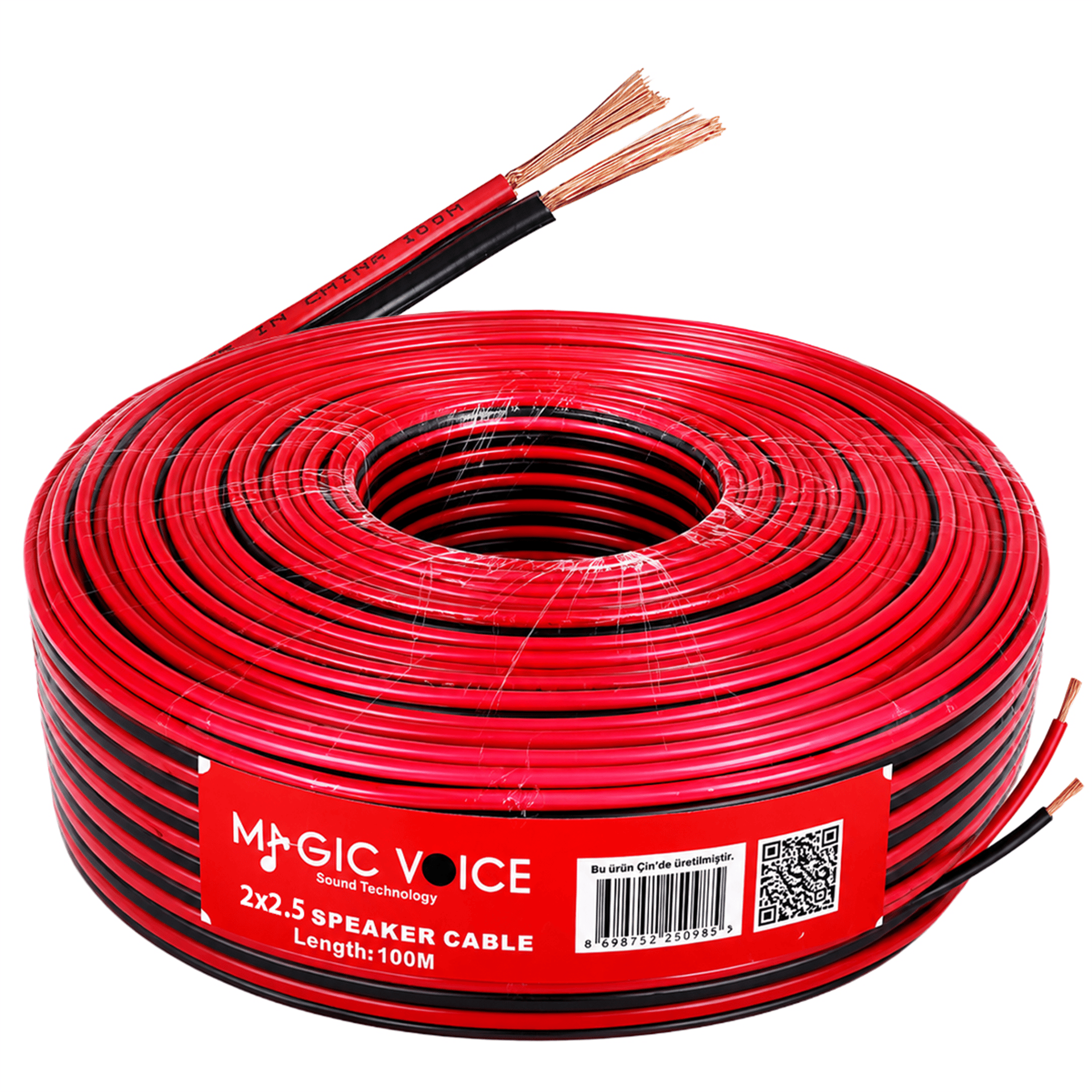 MagicVoice Magicvoice MV-29560 2x2.50mm Siyah Kırmızı 100 Metre CCA Hoparlör Ses Kablosu - Hoparlör Kablosu