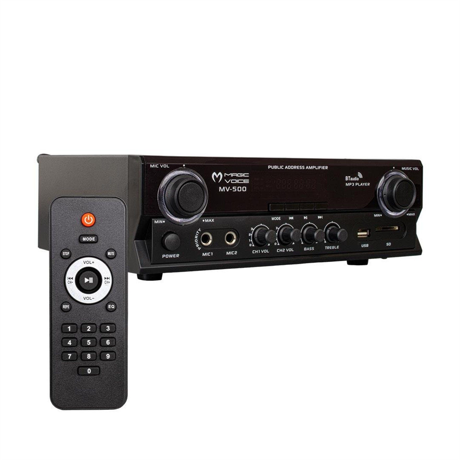MagicVoice Magicvoice MV-500 100W USB/SD/Bluetooth 2 Bölgeli Hat Trafolu Amfi - Seslendirme Amfileri