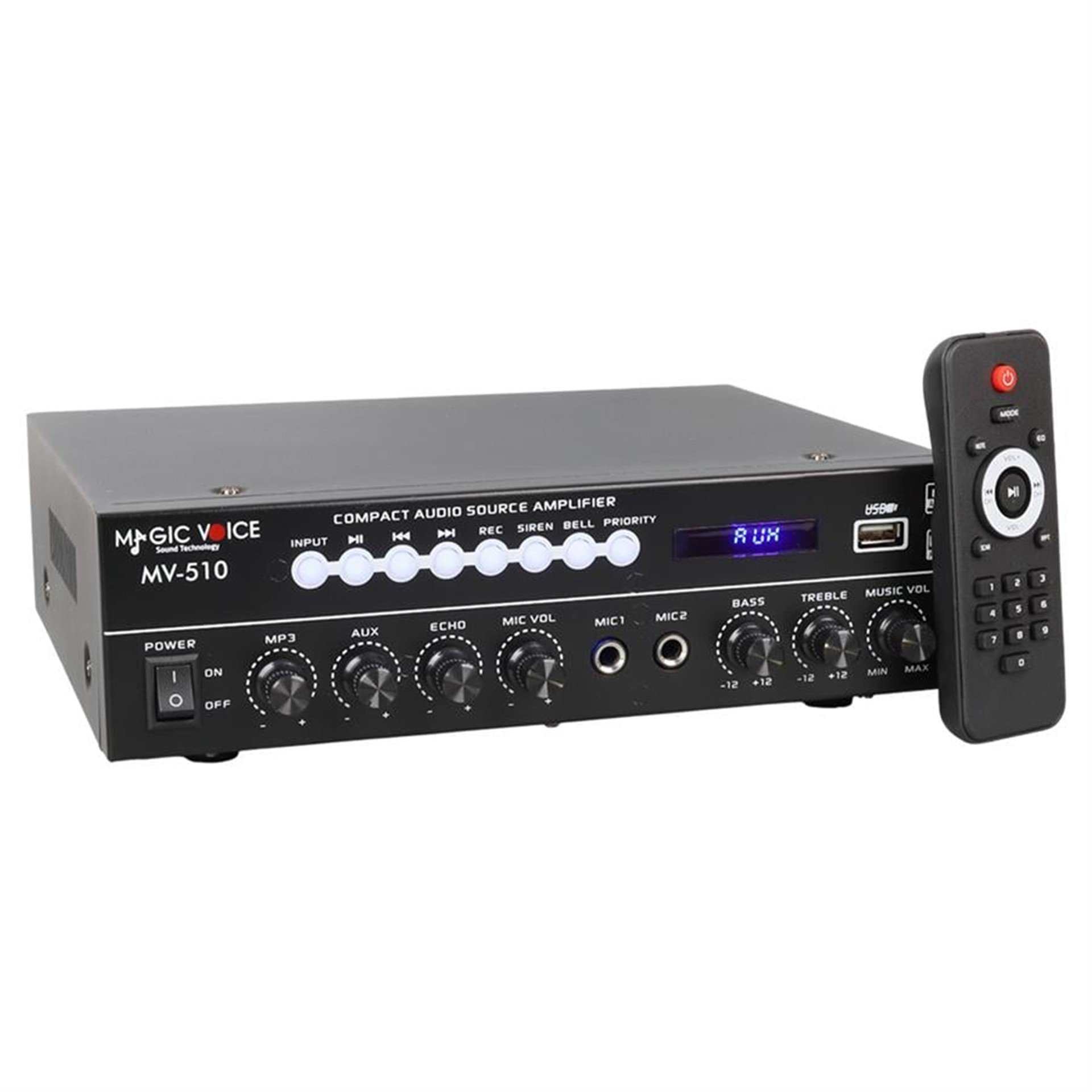 MagicVoice Magicvoice MV-510 50 Watt Usb-Sd-Bluetooth Girişli Hat Trafolu Ses Mixer - Seslendirme Amfileri