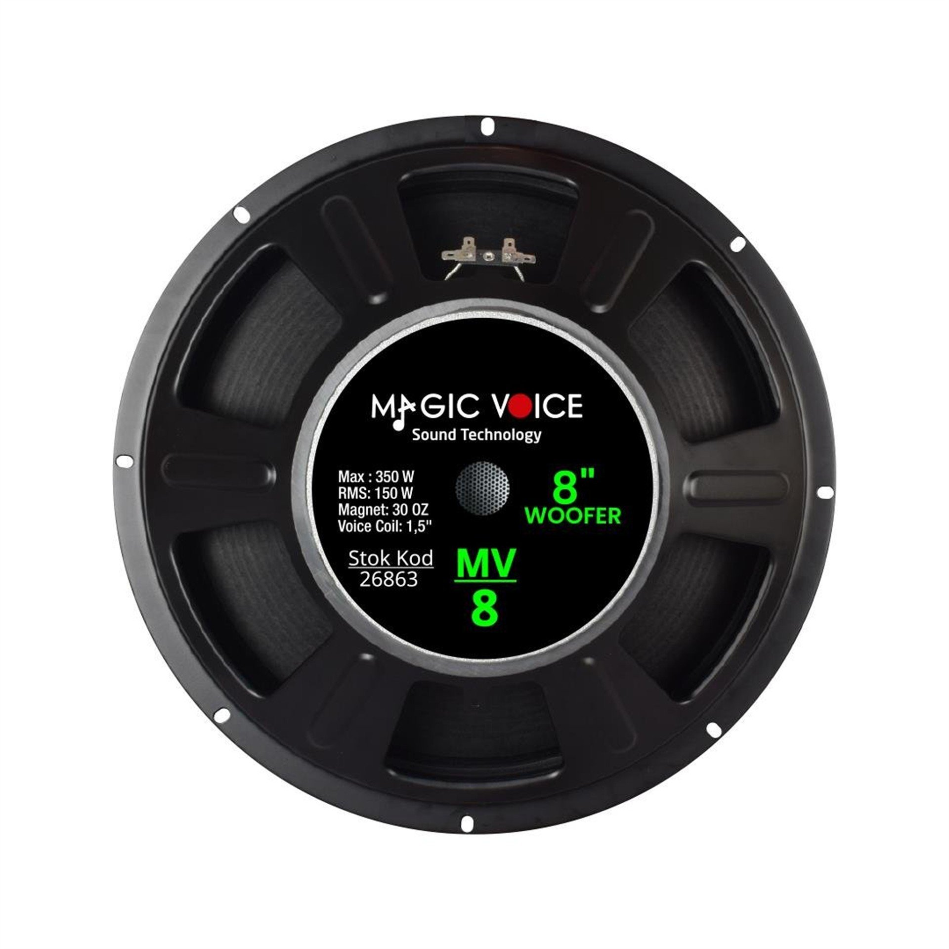 MagicVoice Magicvoice MV-8 Maks. 350 Watt / Rms 150 Watt 8” Siyah 20 Cm Woofer Yedek Hoparlör - Oto Hoparlör